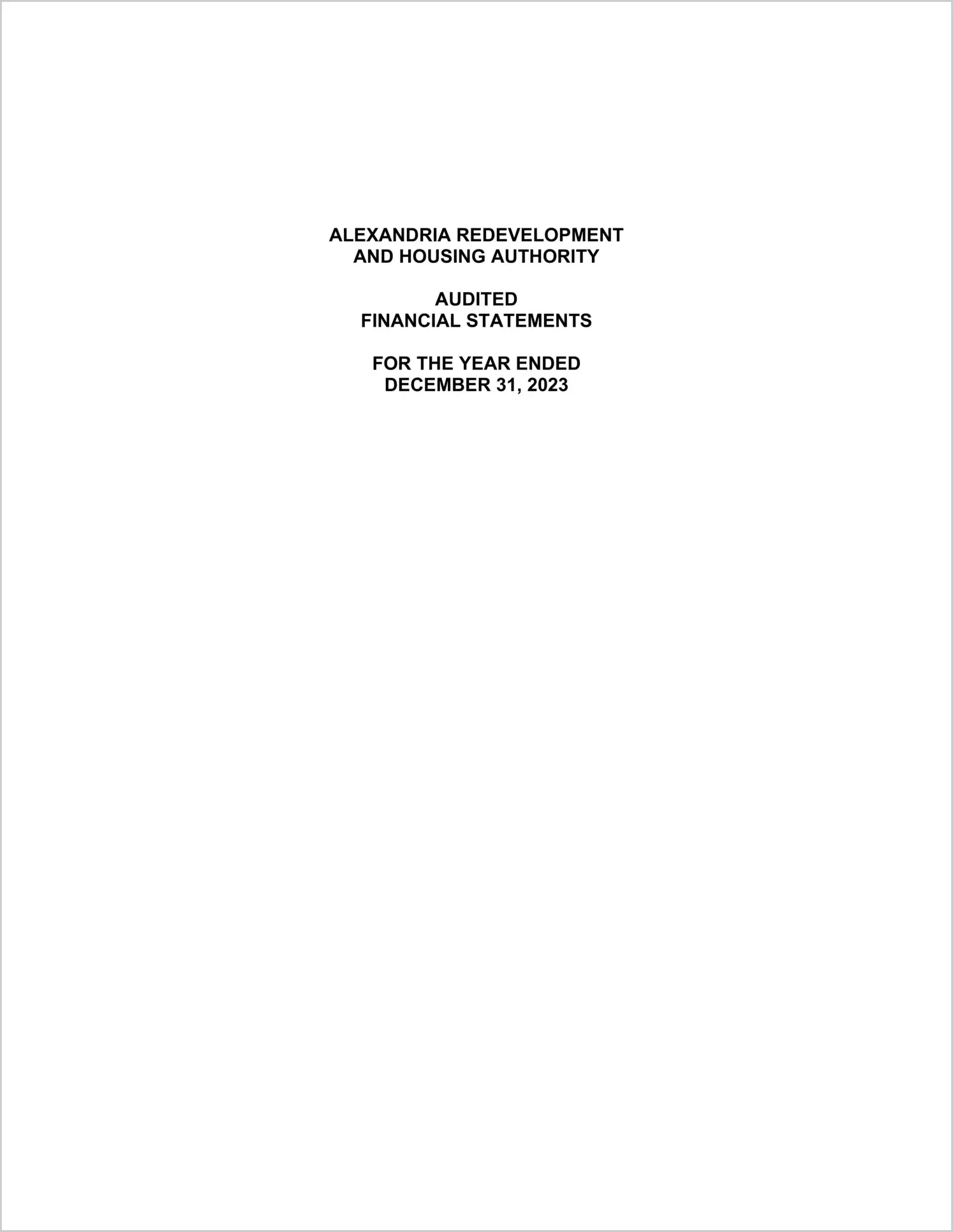preview of 2023 ABC/Other Annual Financial Report for Alexandria Redevelopment and Housing Authority