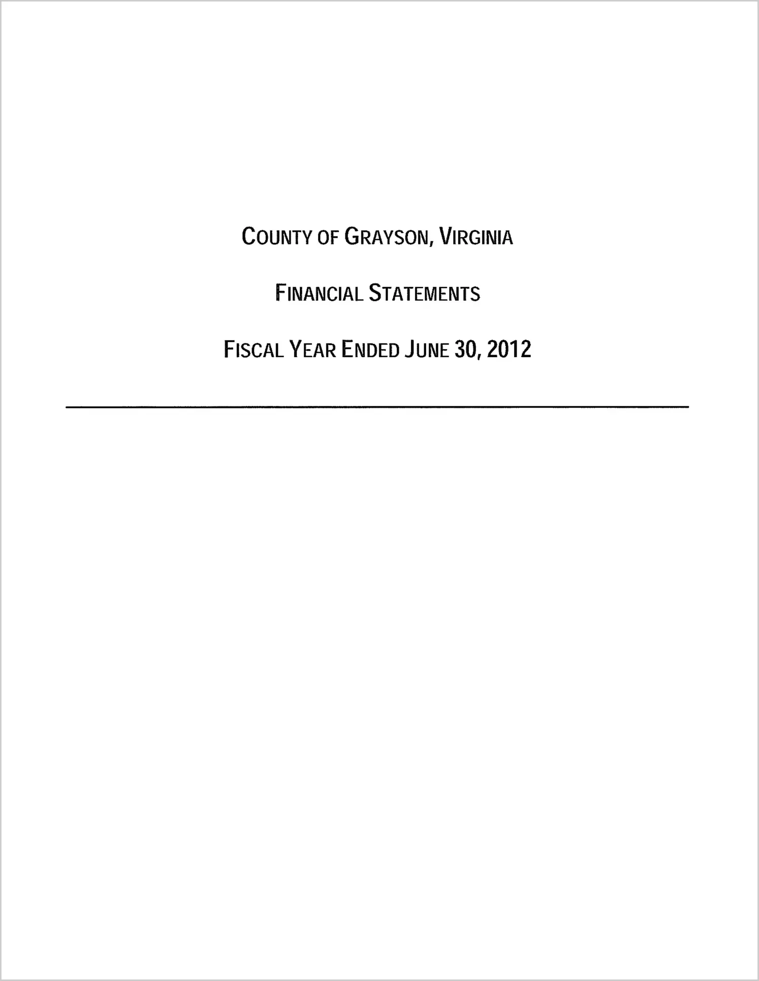 2012 Annual Financial Report for County of Grayson