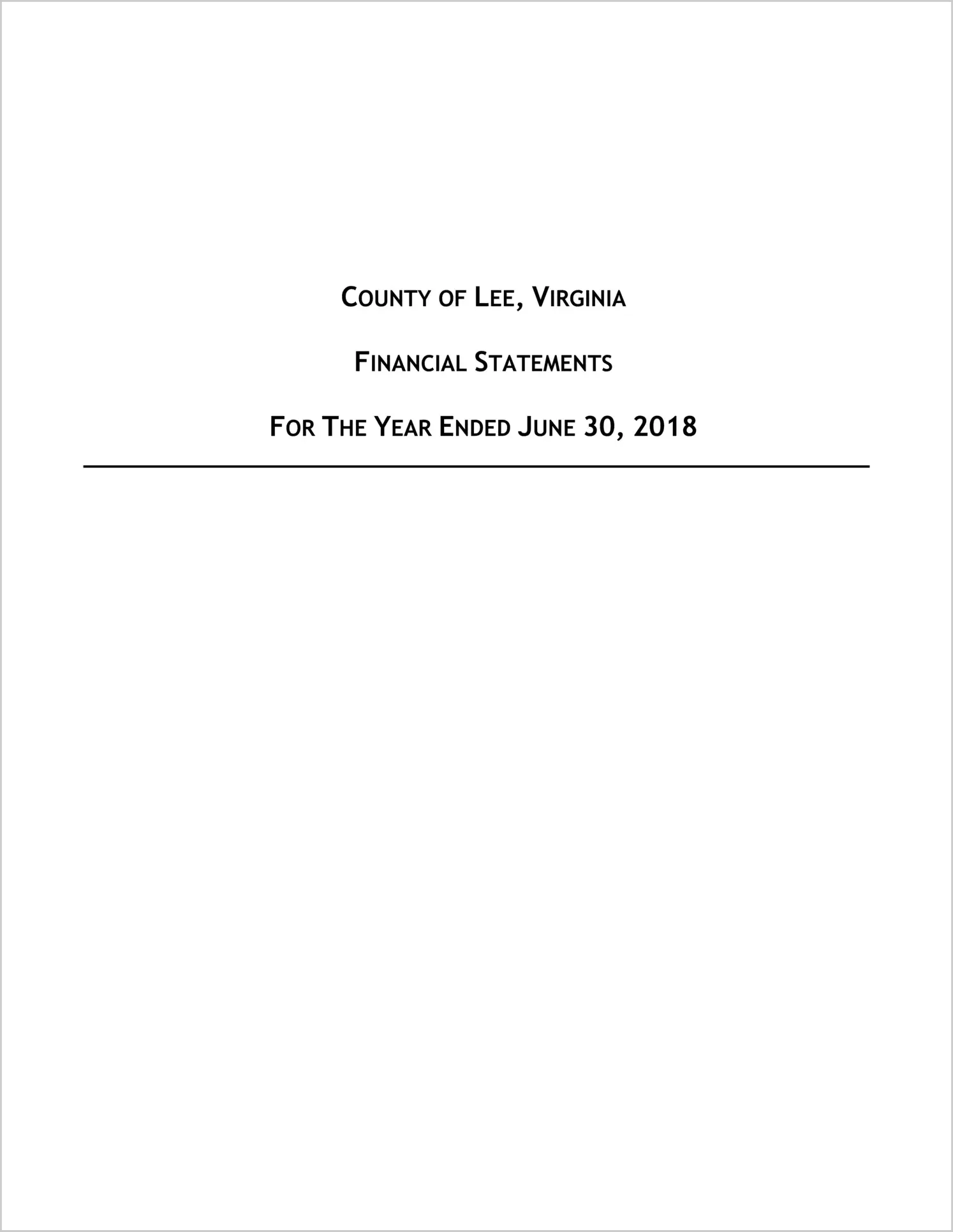 2018 Annual Financial Report for County of Lee