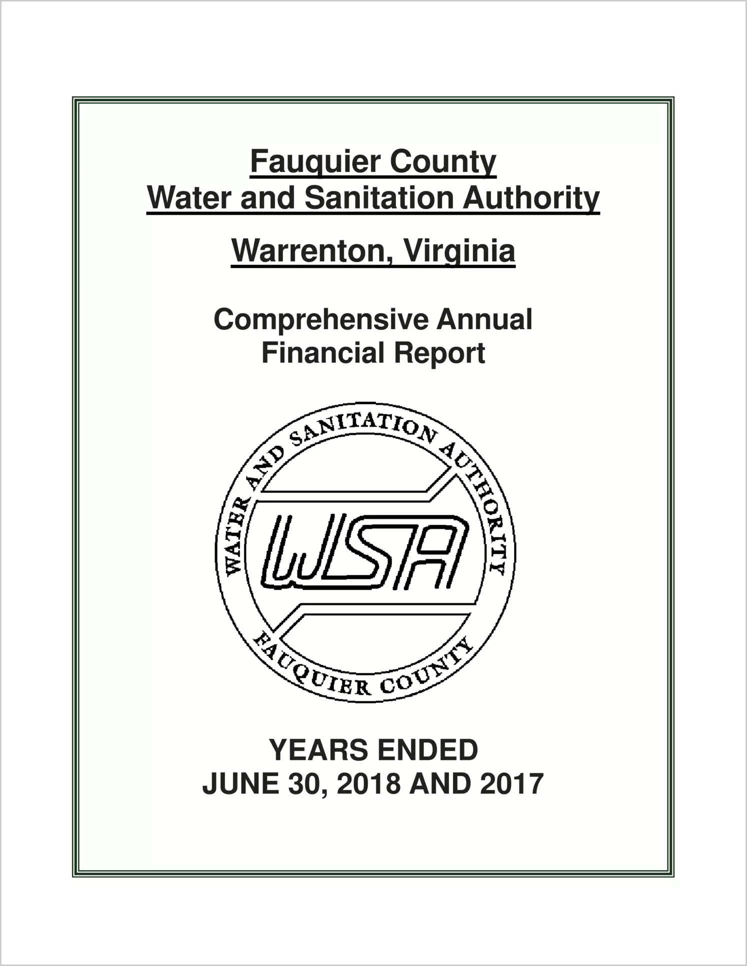 2018 ABC/Other Annual Financial Report  for Fauquier Water and Sanitation Authority