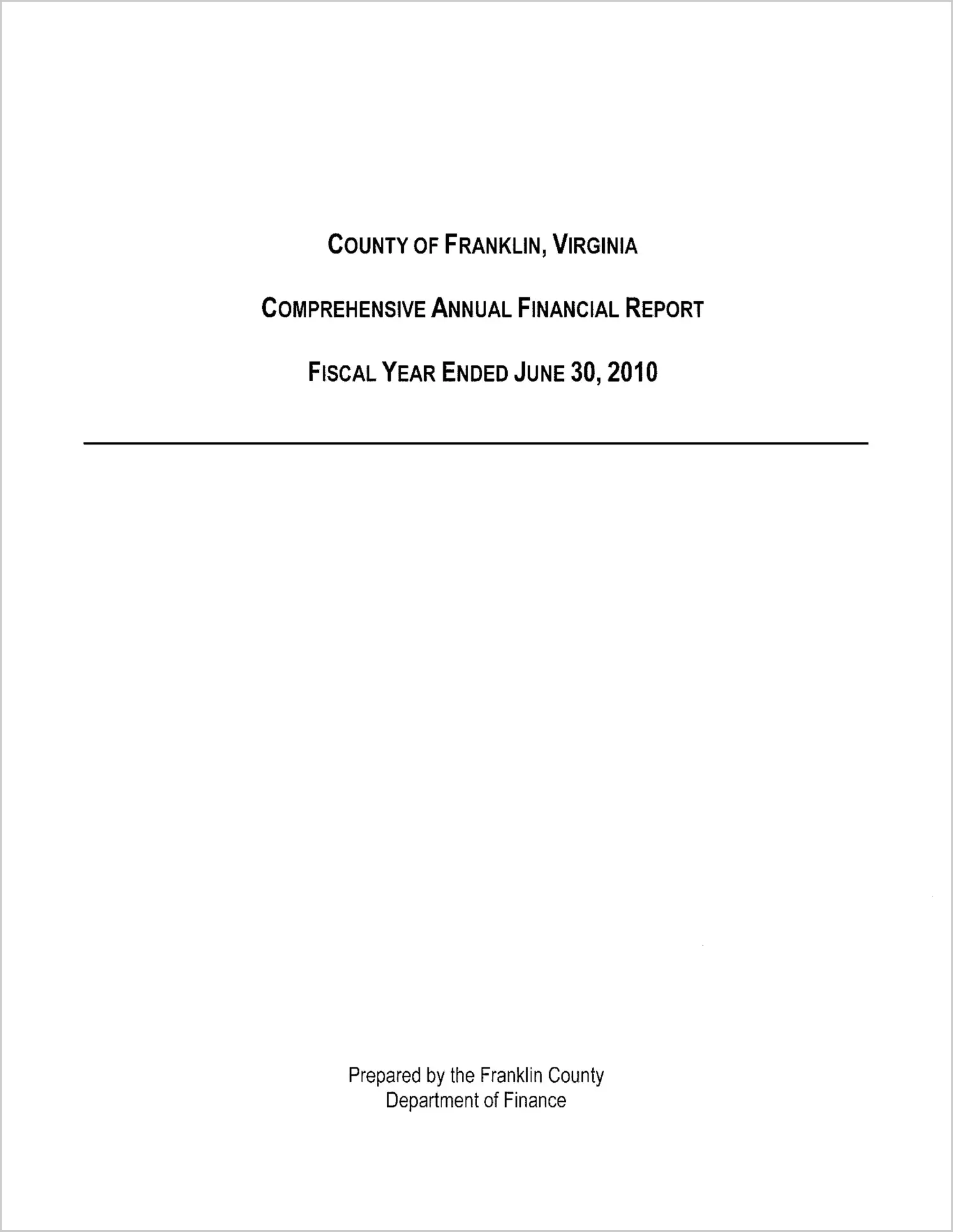 2010 Annual Financial Report for County of Franklin