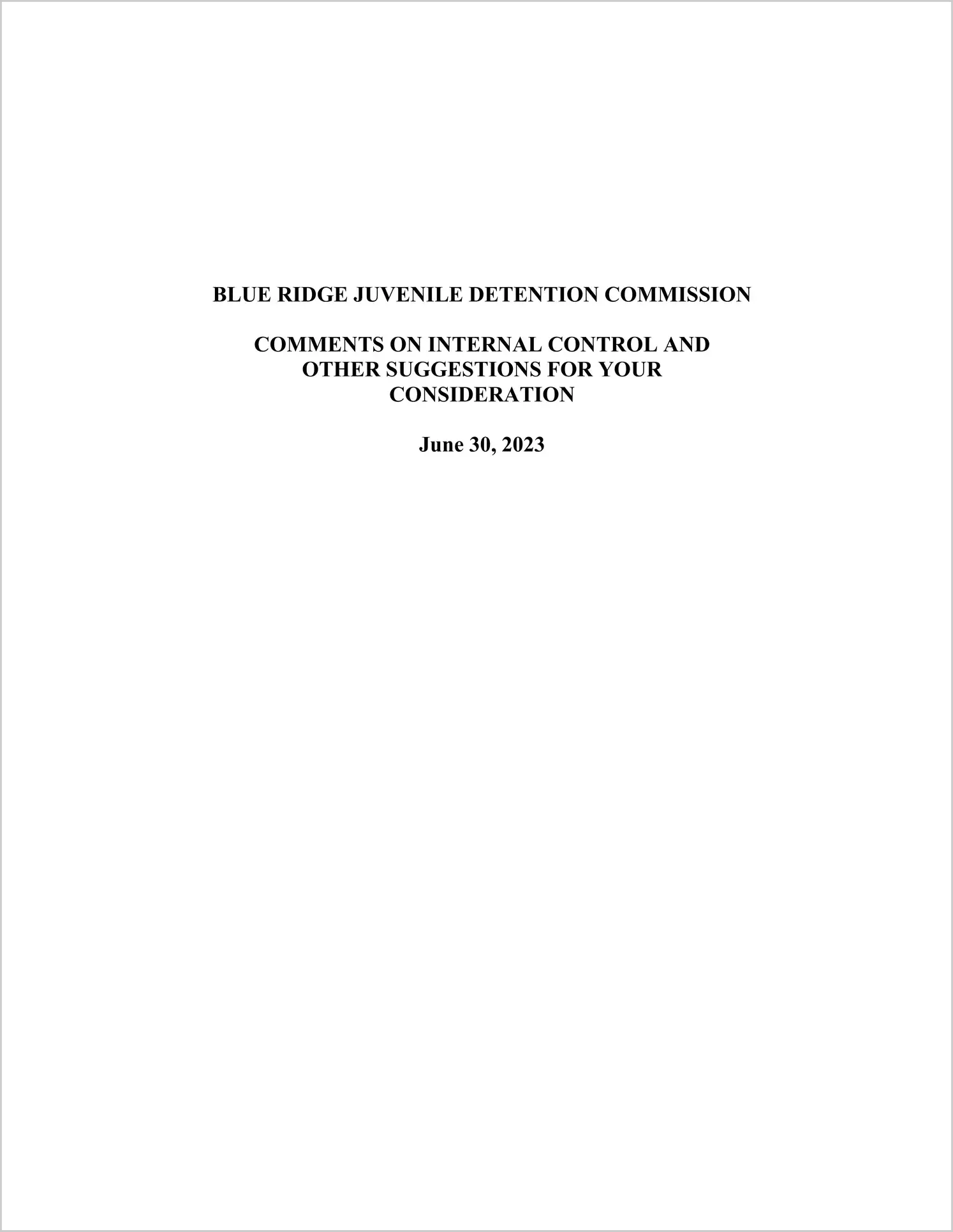 preview of 2023 ABC/Other Management Letter for Blue Ridge Juvenile Detention Commission