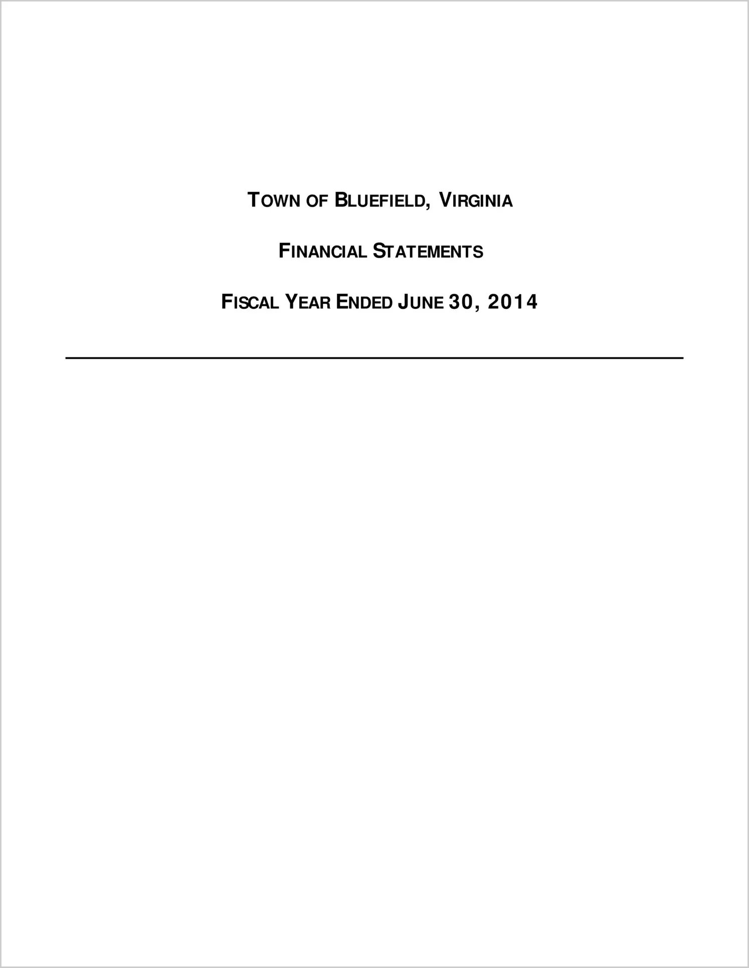 2014 Annual Financial Report for Town of Bluefield