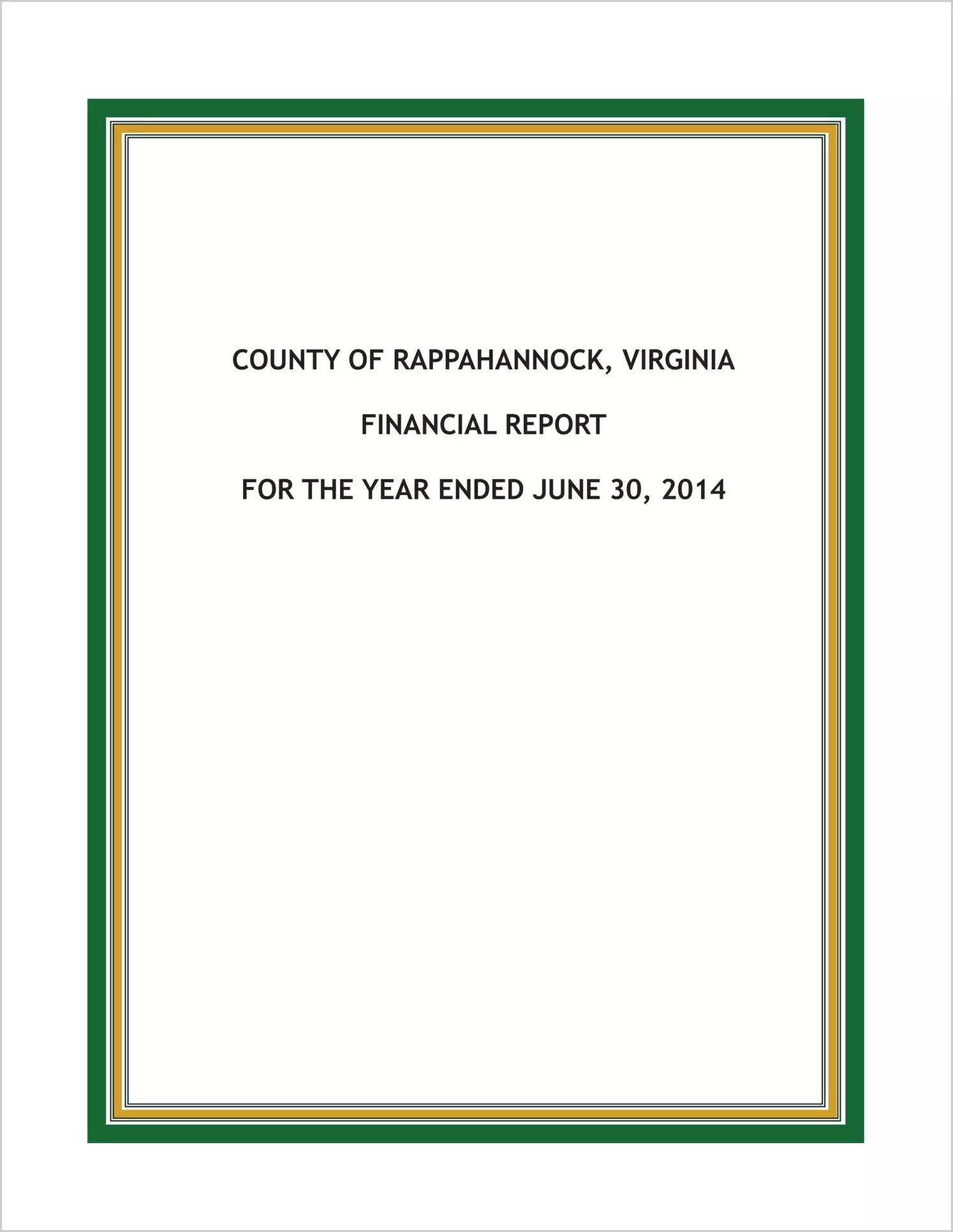 2014 Annual Financial Report for County of Rappahannock