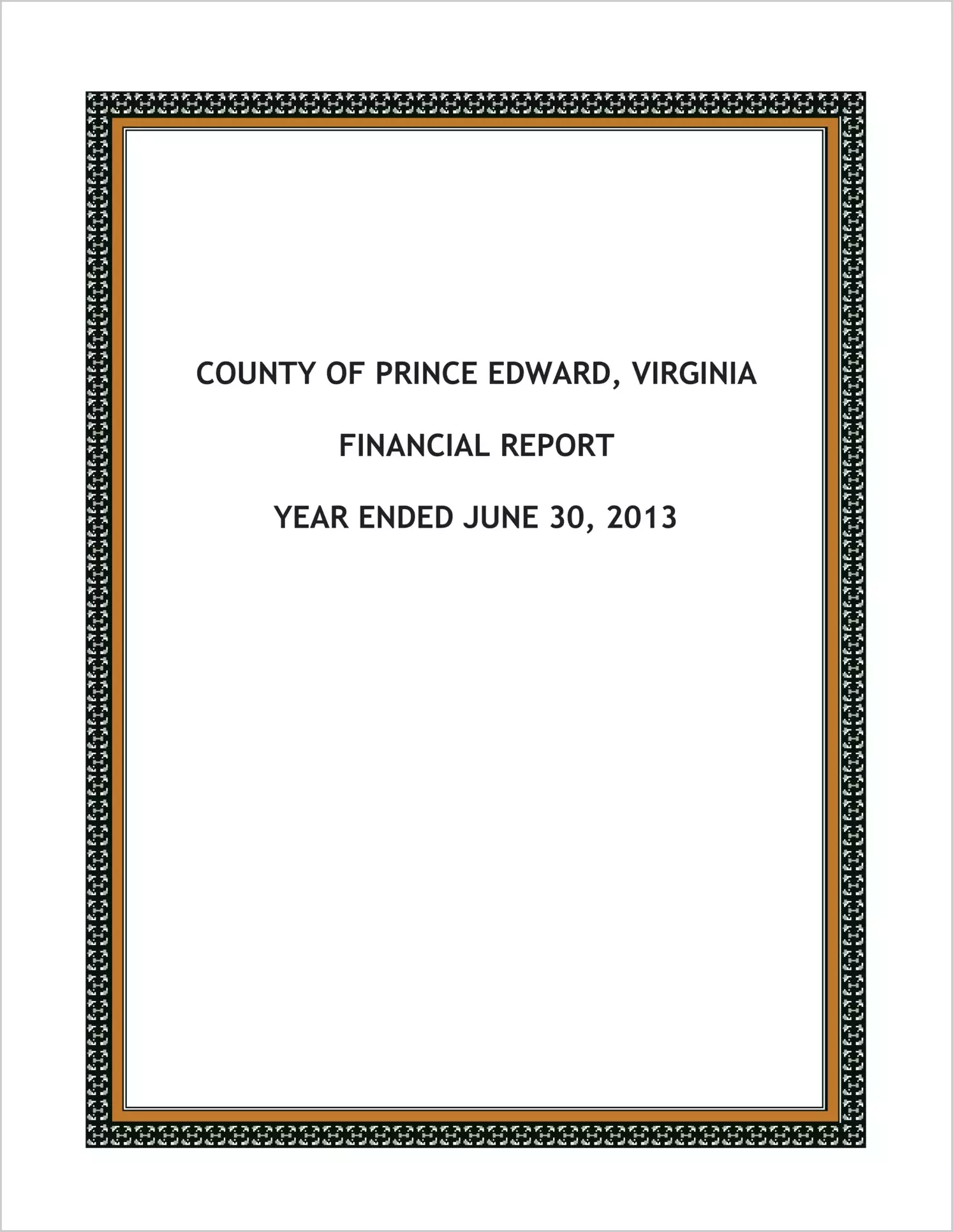 2013 Annual Financial Report for County of Prince Edward