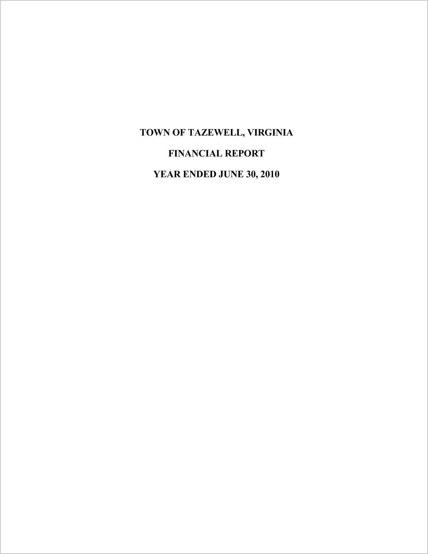 2010 Annual Financial Report for Town of Tazewell