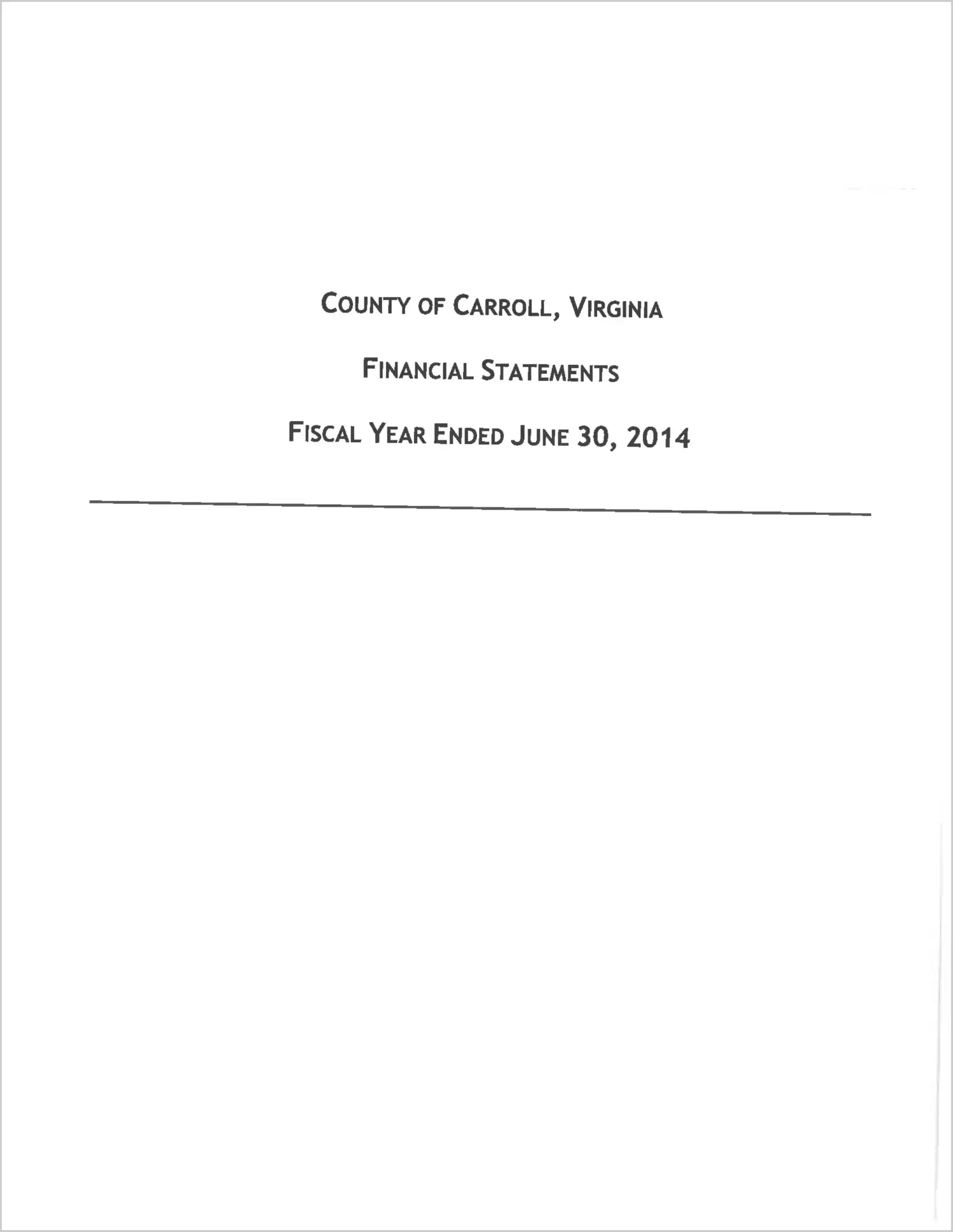 2014 Annual Financial Report for County of Carroll
