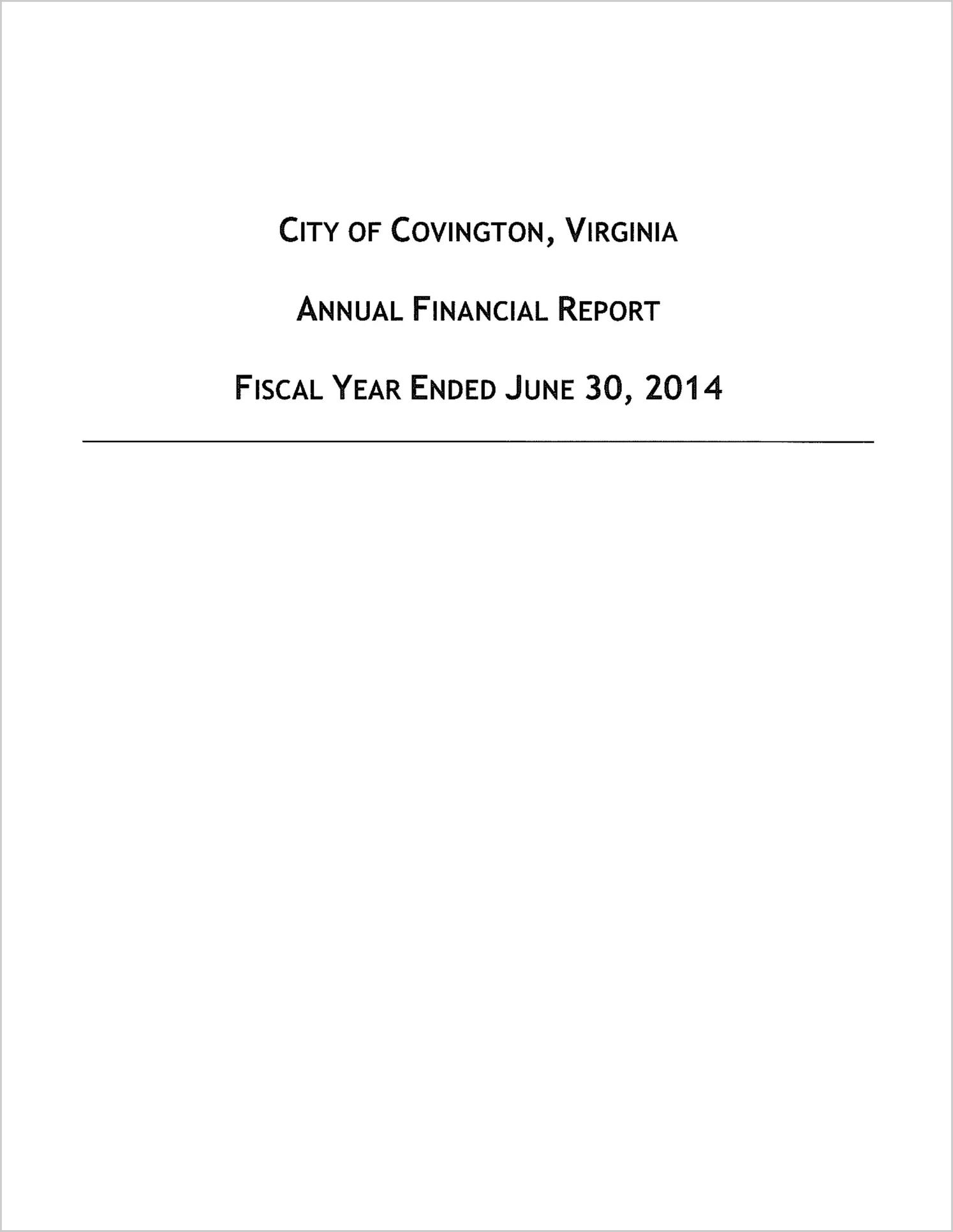 2014 Annual Financial Report for City of Covington