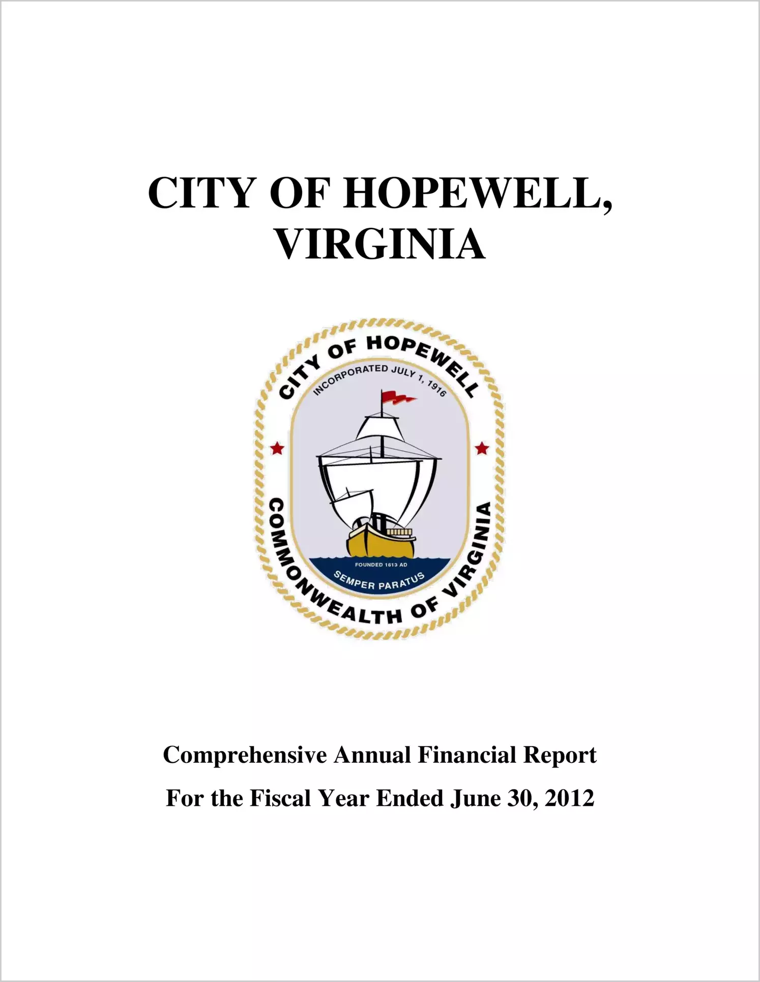 2012 Annual Financial Report for City of Hopewell