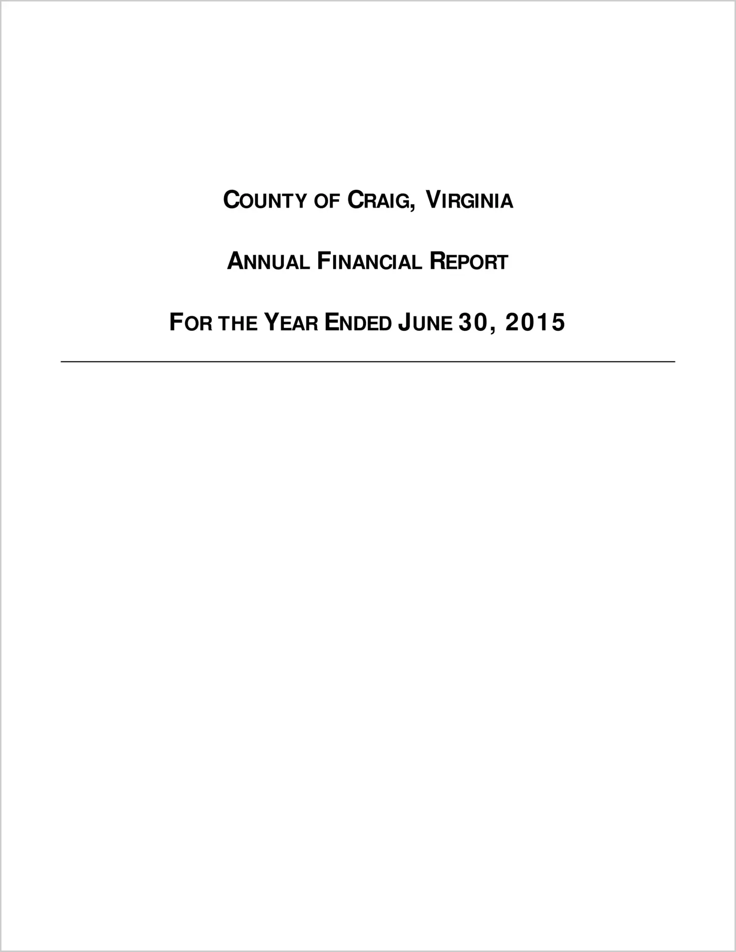 2015 Annual Financial Report for County of Craig