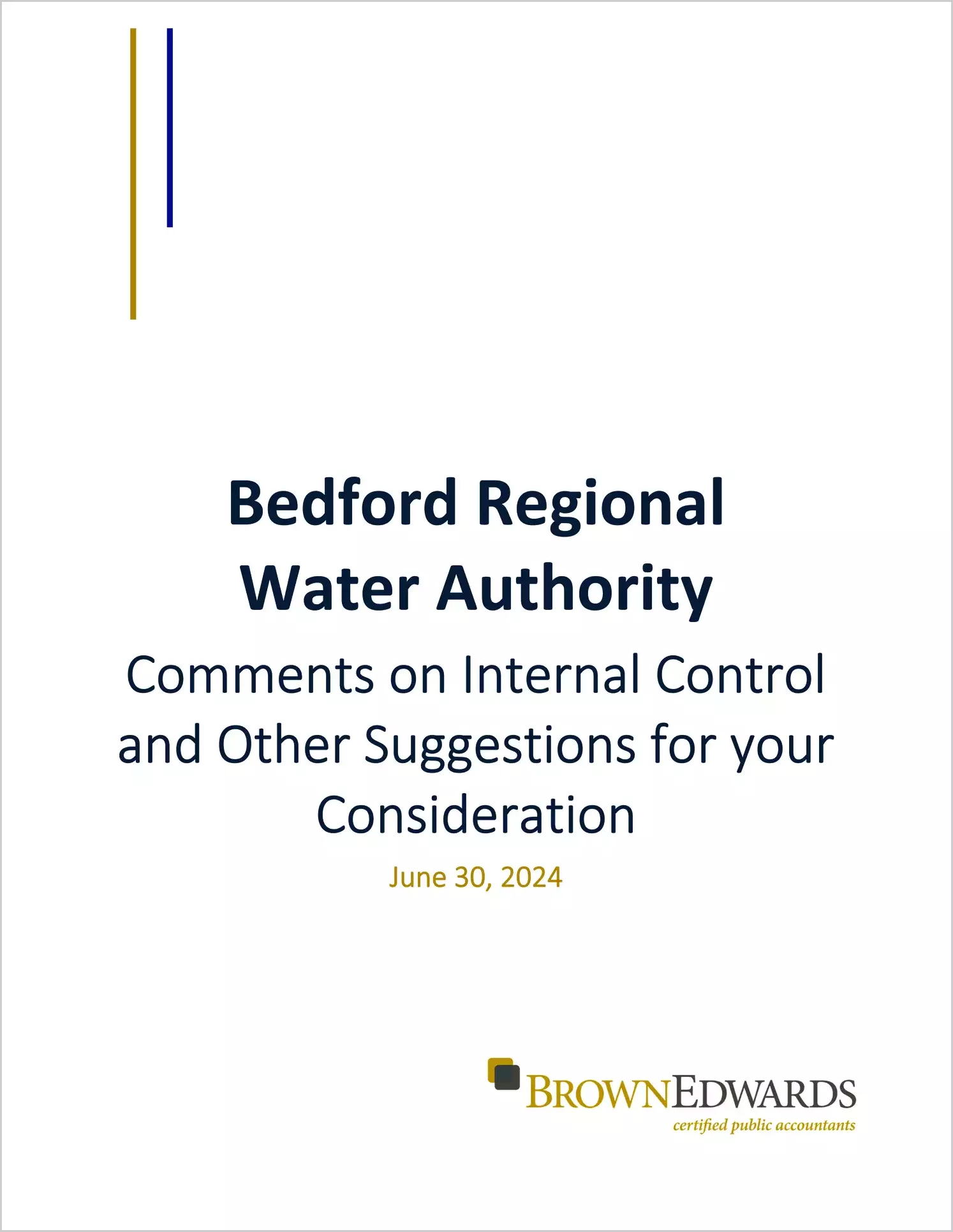 preview of 2024 ABC/Other Management Letter for Bedford Regional Water Authority