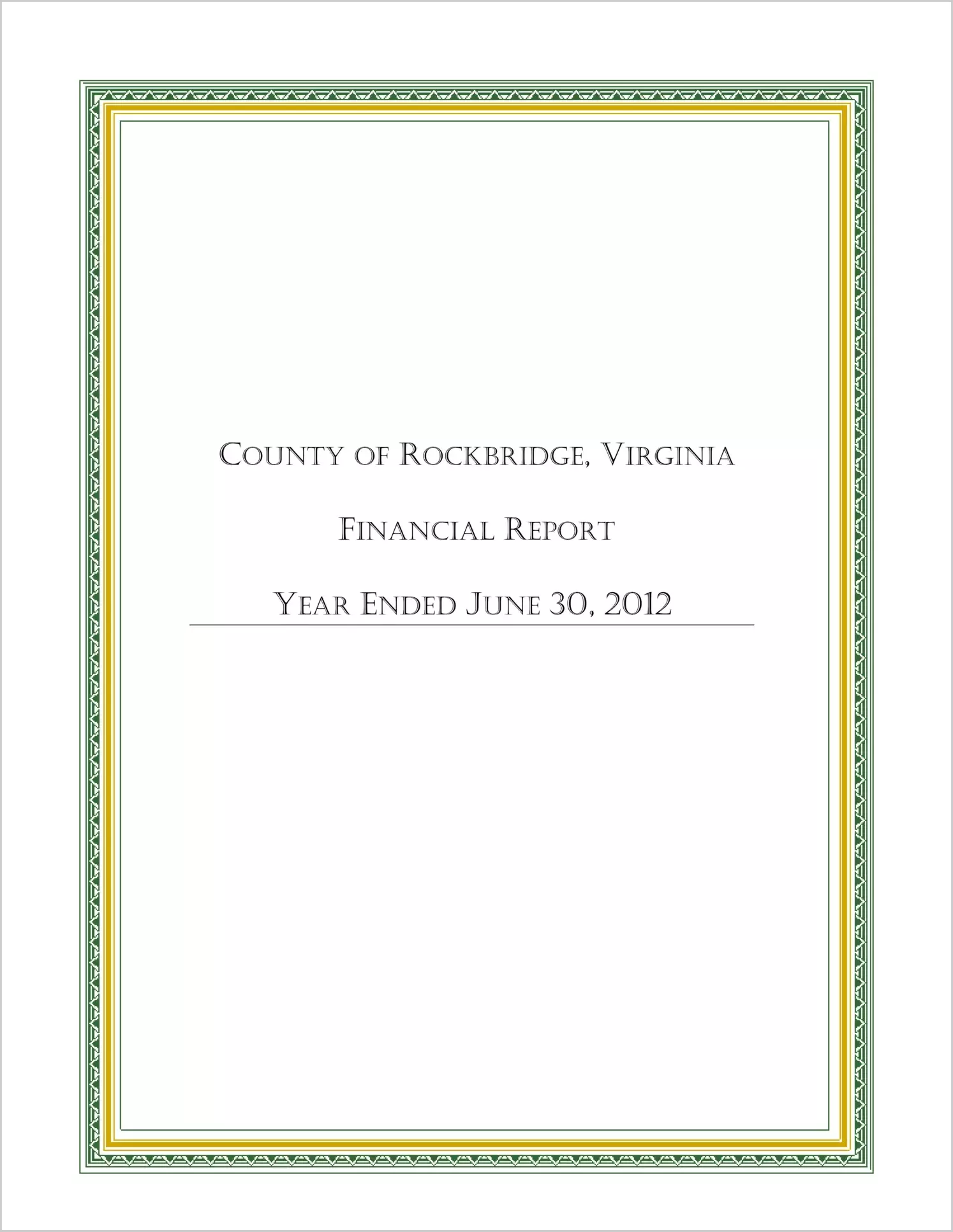 2012 Annual Financial Report for County of Rockbridge