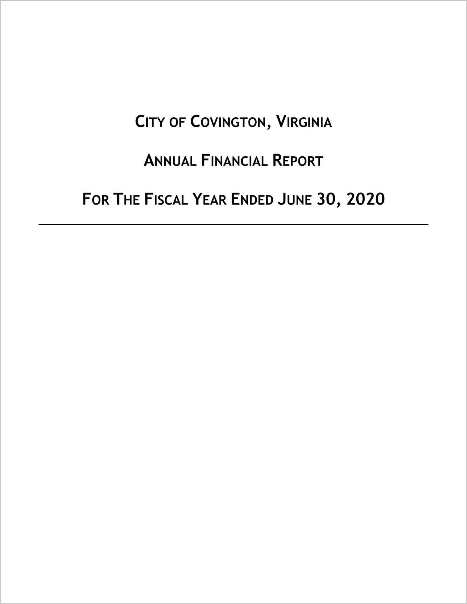 2020 Annual Financial Report for City of Covington