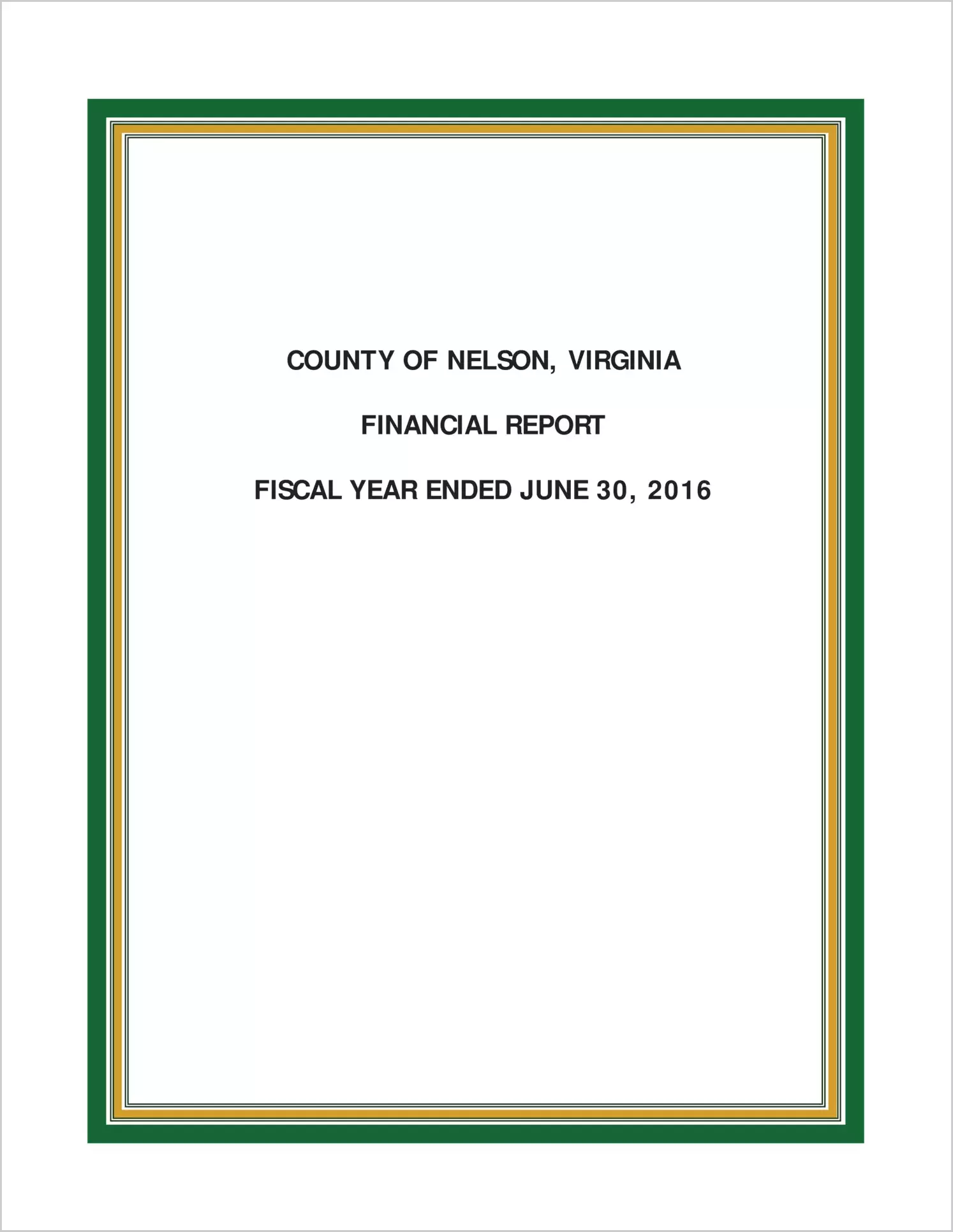2016 Annual Financial Report for County of Nelson