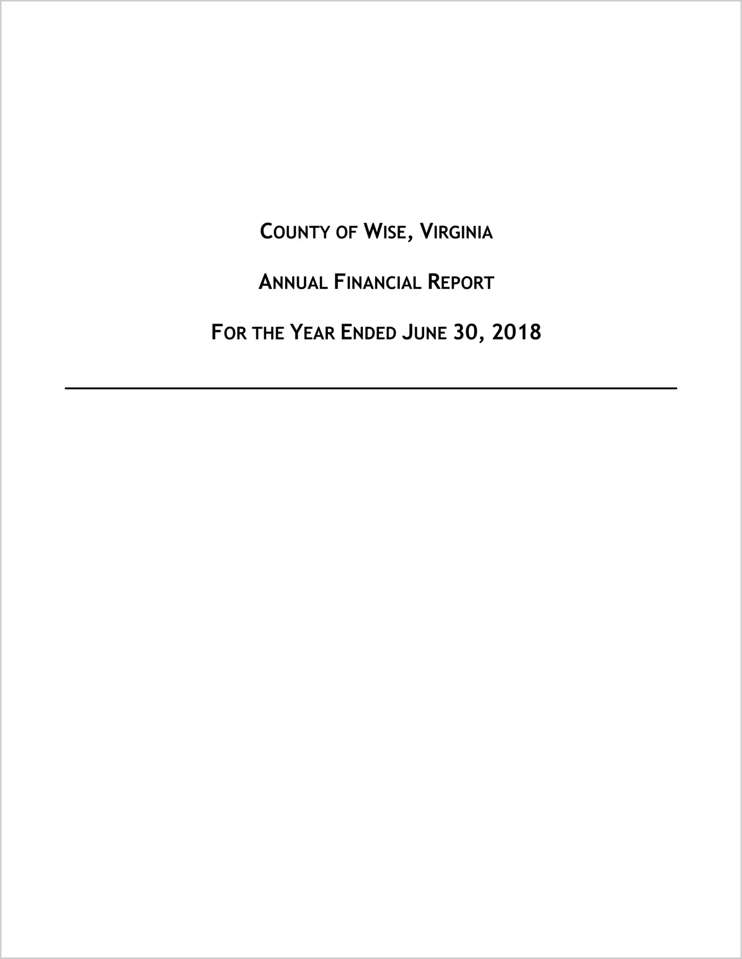2018 Annual Financial Report for County of Wise