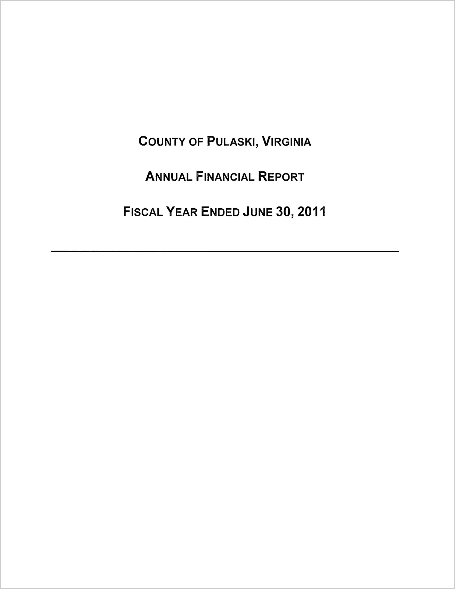 2011 Annual Financial Report for County of Pulaski