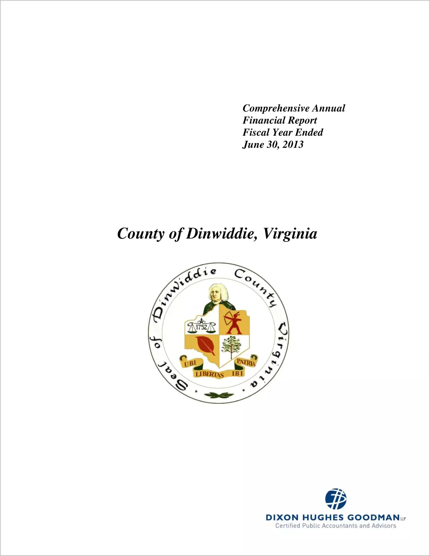 2013 Annual Financial Report for County of Dinwiddie