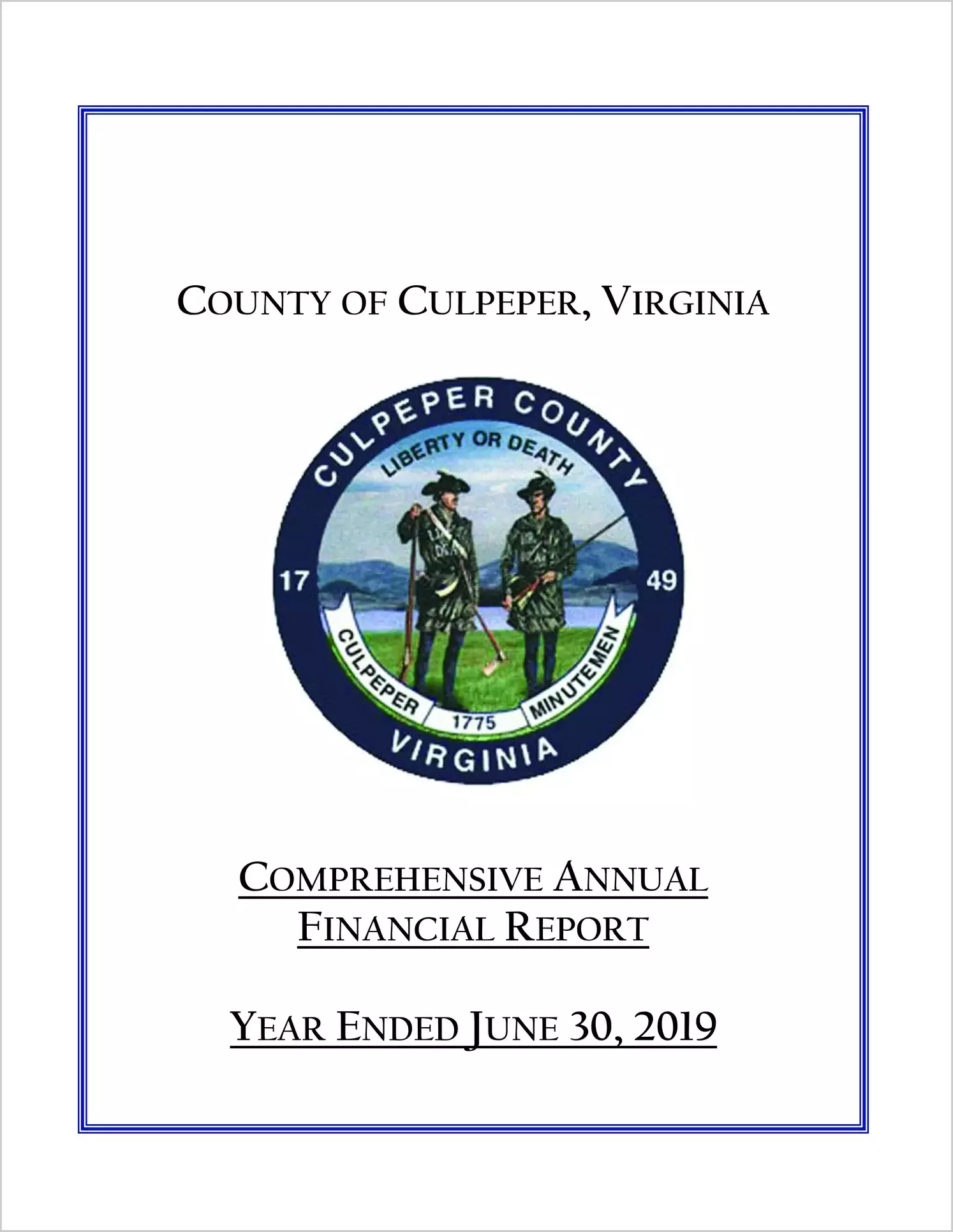 2019 Annual Financial Report for County of Culpeper