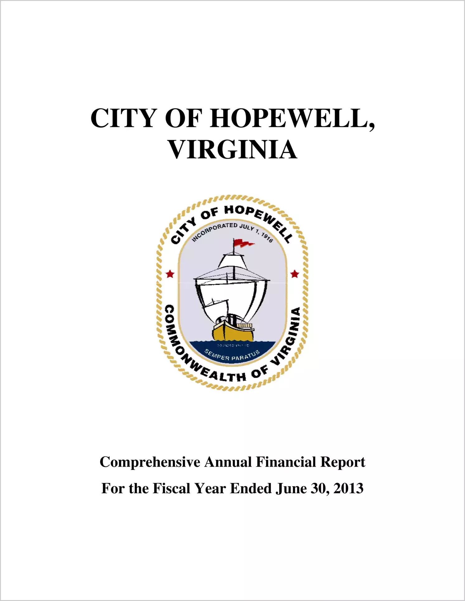 2013 Annual Financial Report for City of Hopewell
