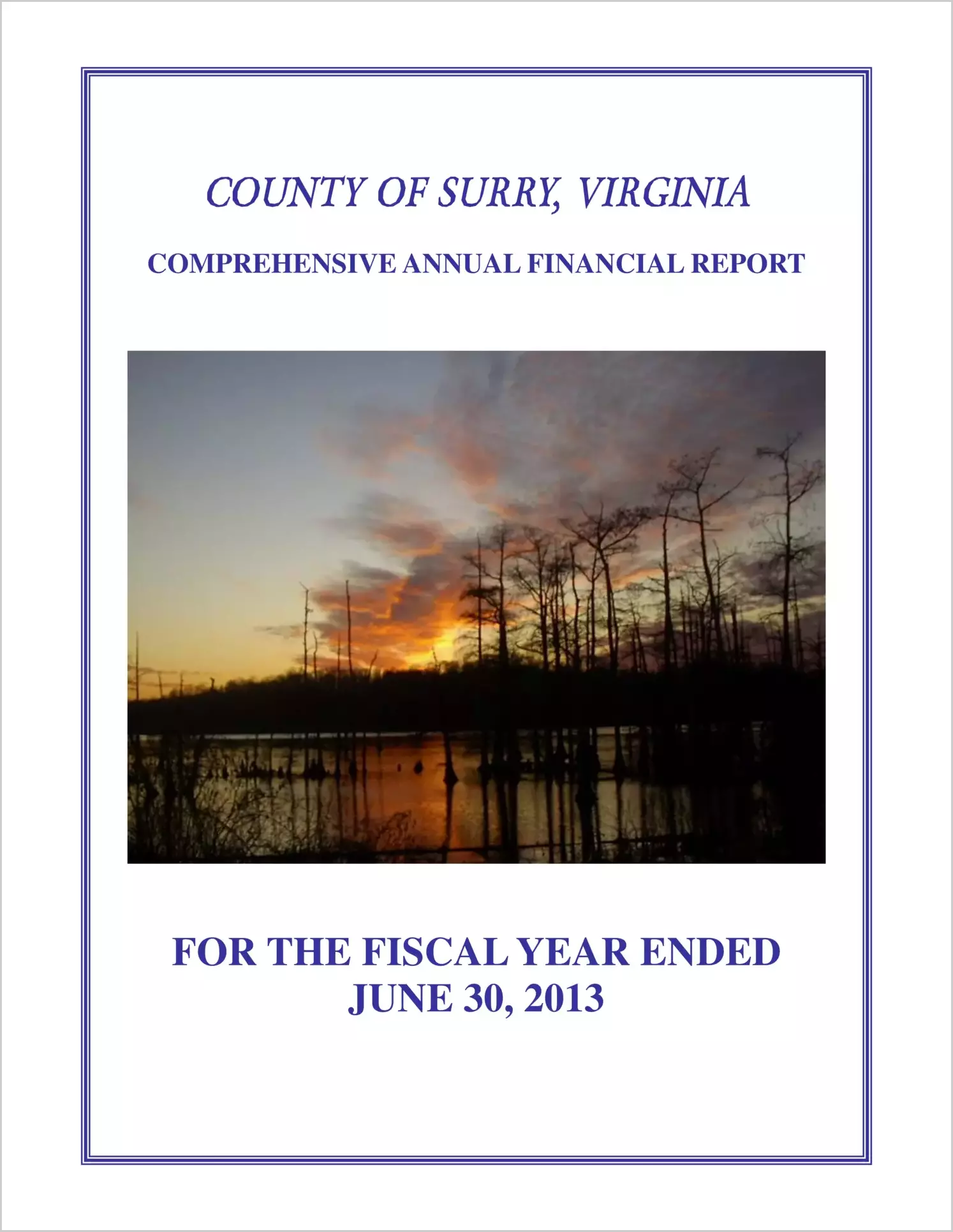 2013 Annual Financial Report for County of Surry