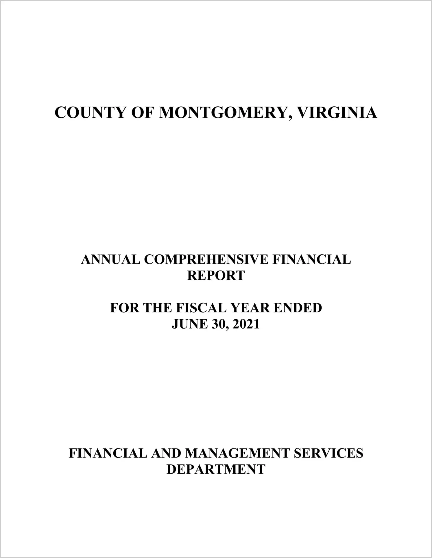2021 Annual Financial Report for County of Montgomery