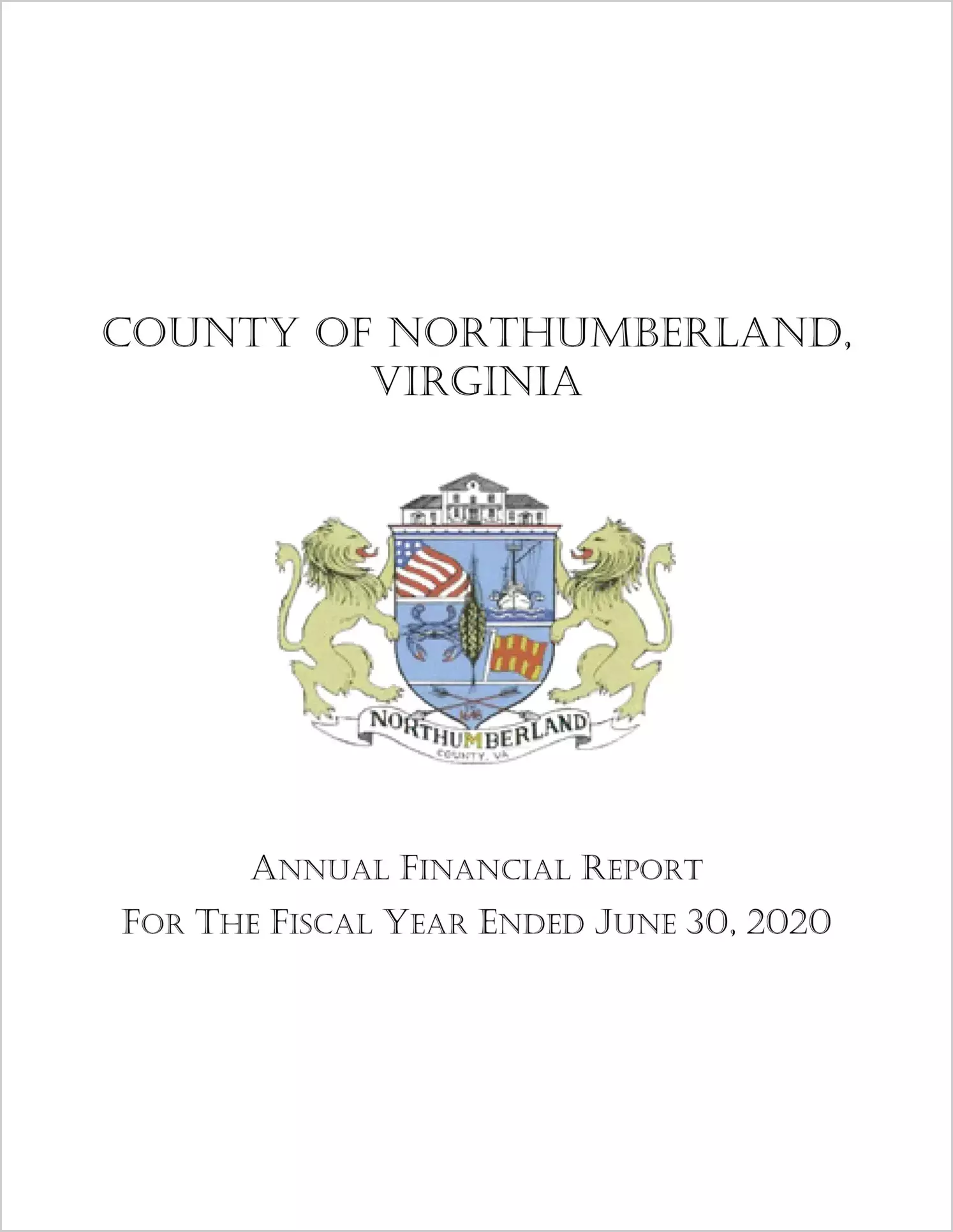 2020 Annual Financial Report for County of Northumberland