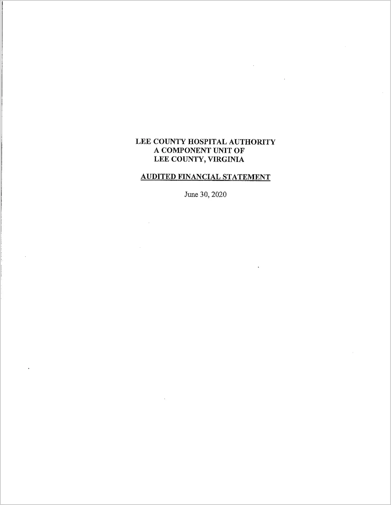 2020 ABC/Other Annual Financial Report  for Lee County Hospital Authority