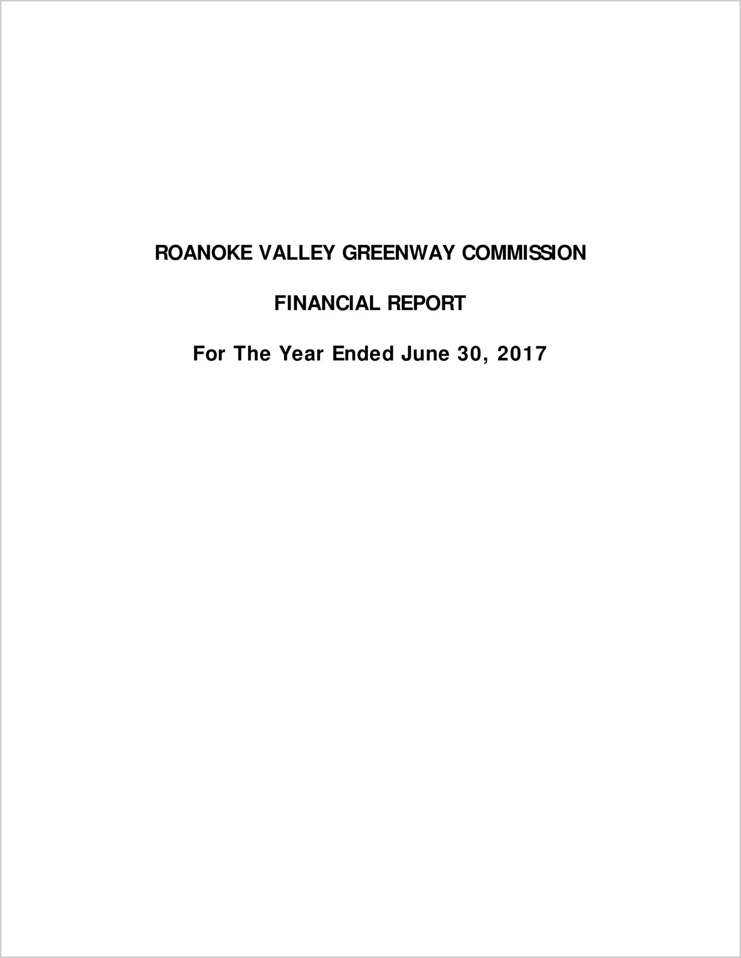 2017 ABC/Other Annual Financial Report  for Roanoke Valley Greenway Commission