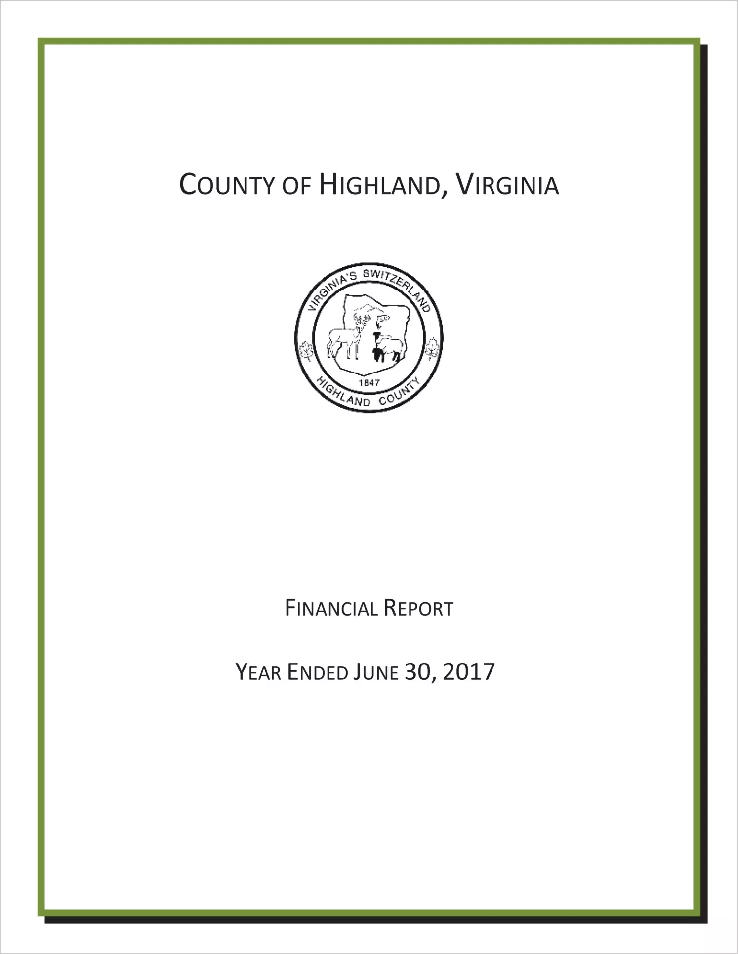2017 Annual Financial Report for County of Highland