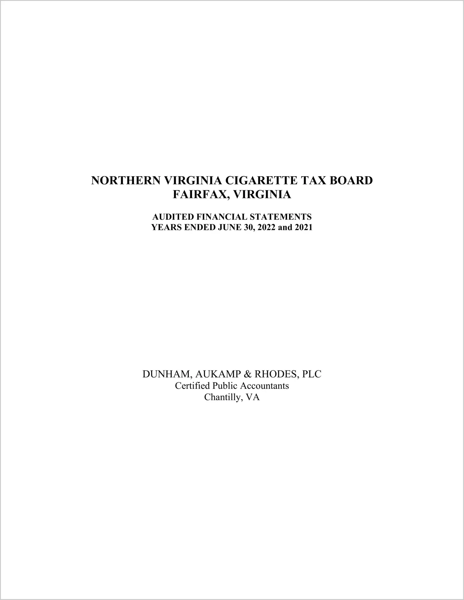 preview of 2022 ABC/Other Annual Financial Report for Northern Virginia Cigarette Tax Board 
