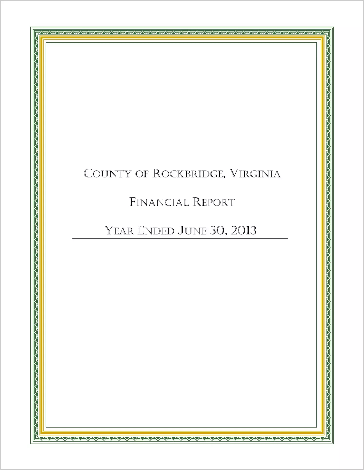 2013 Annual Financial Report for County of Rockbridge