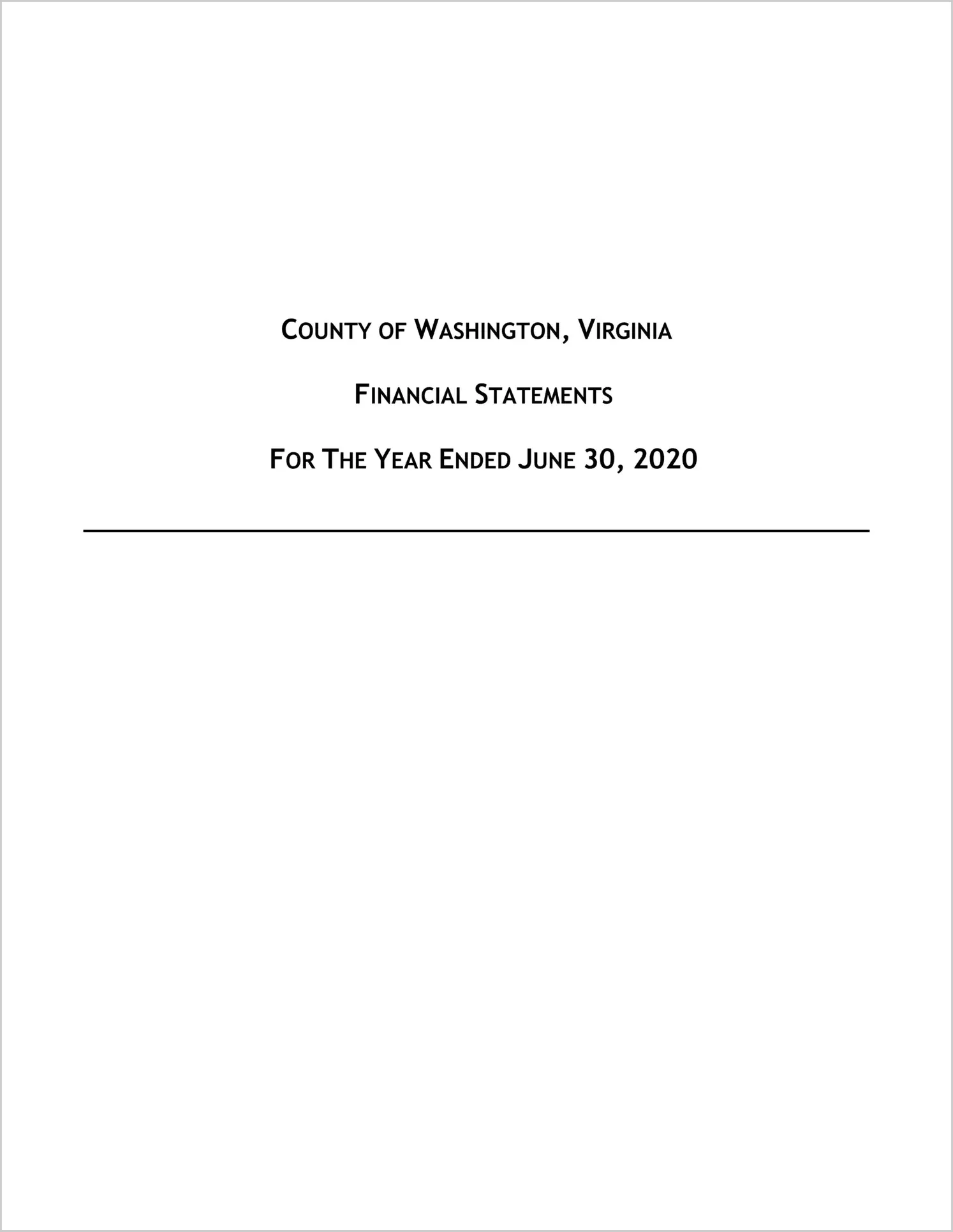 2020 Annual Financial Report for County of Washington