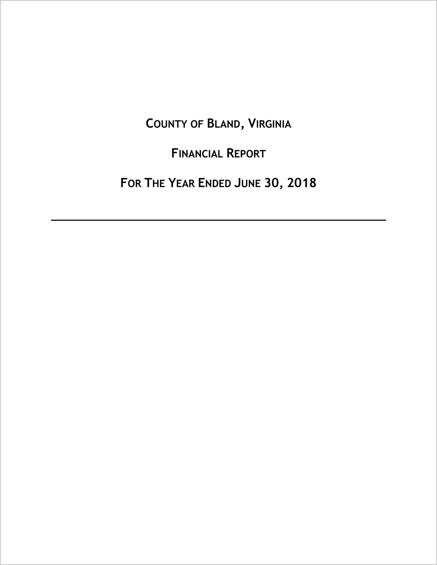2018 Annual Financial Report for County of Bland