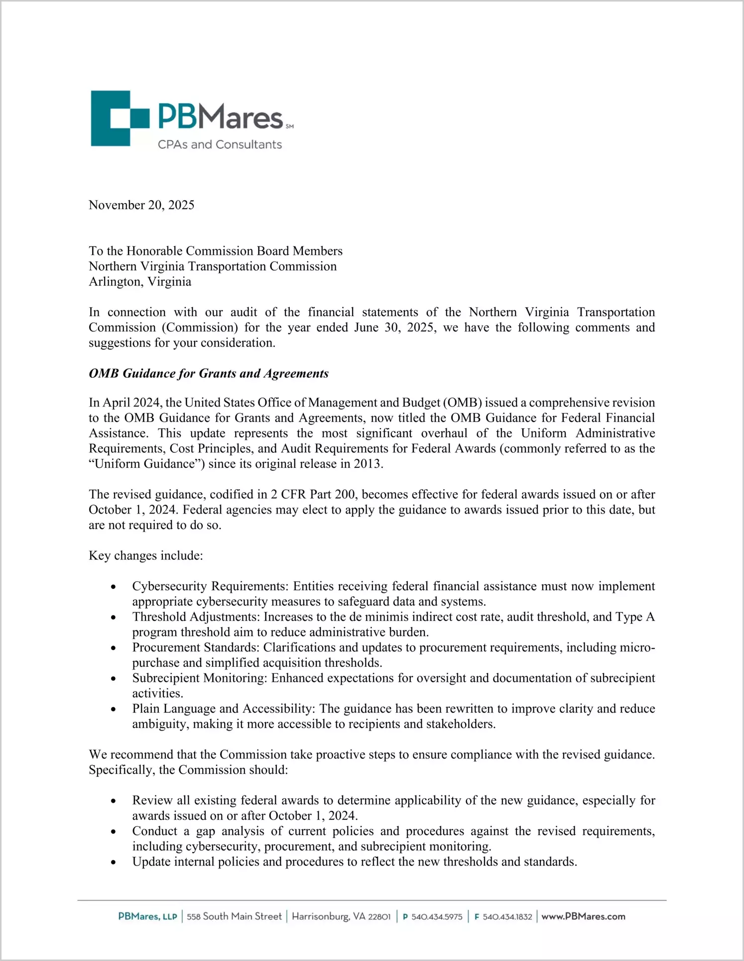 preview of 2025 ABC/Other Management Letter for Northern Virginia Transportation Commission