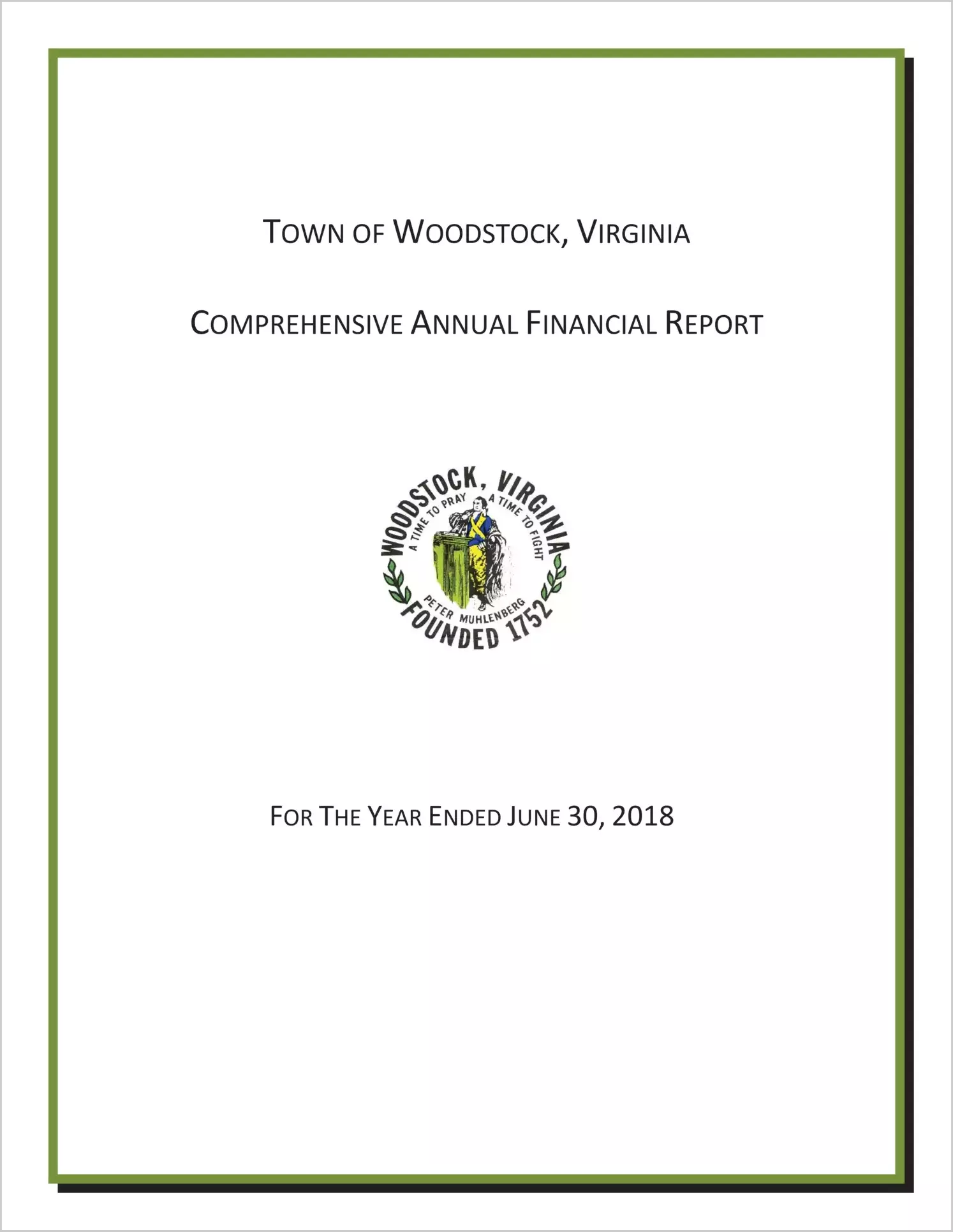 2018 Annual Financial Report for Town of Woodstock