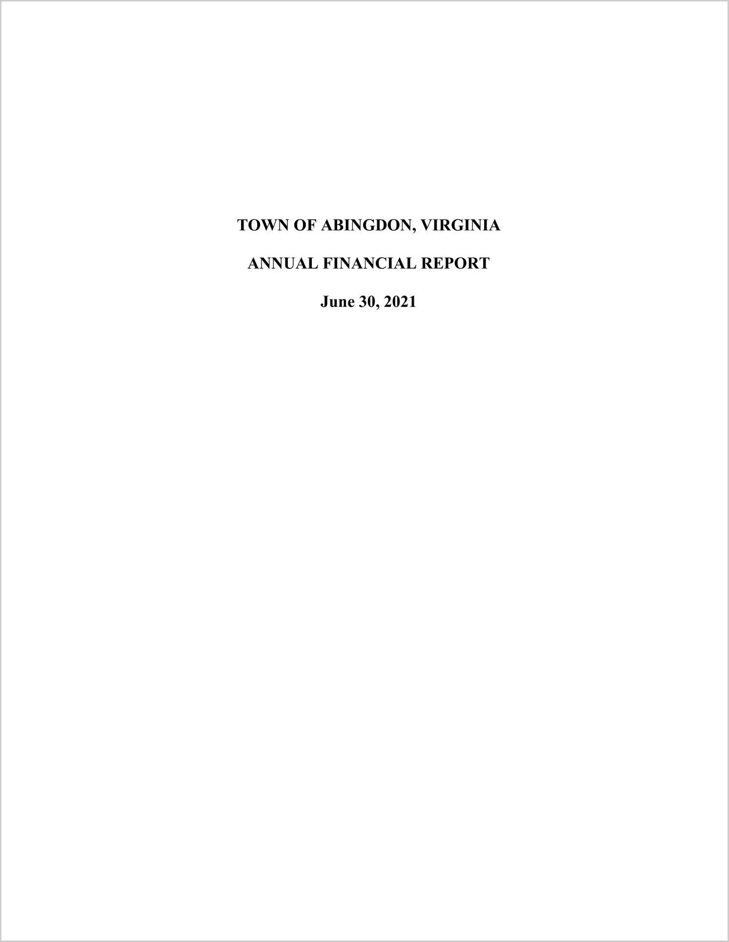 2021 Annual Financial Report for Town of Abingdon