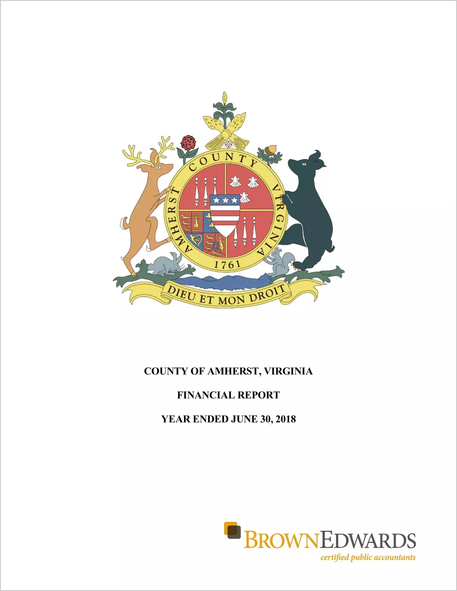2018 Annual Financial Report for County of Amherst