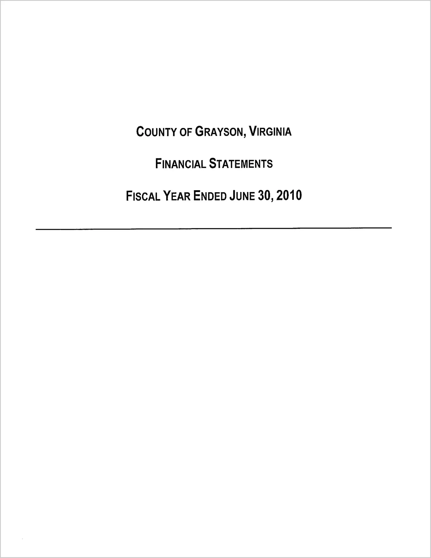 2010 Annual Financial Report for County of Grayson