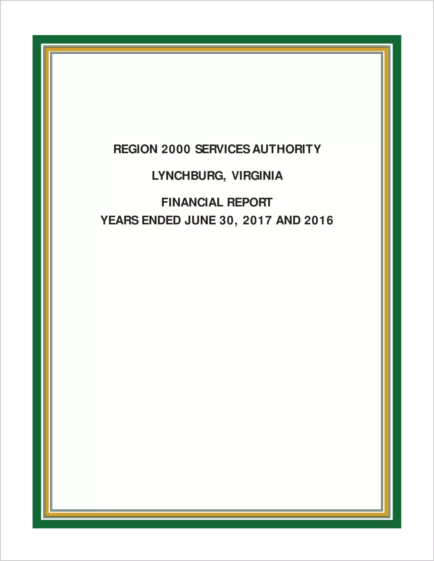 2017 ABC/Other Annual Financial Report  for Region 2000 Services Authority