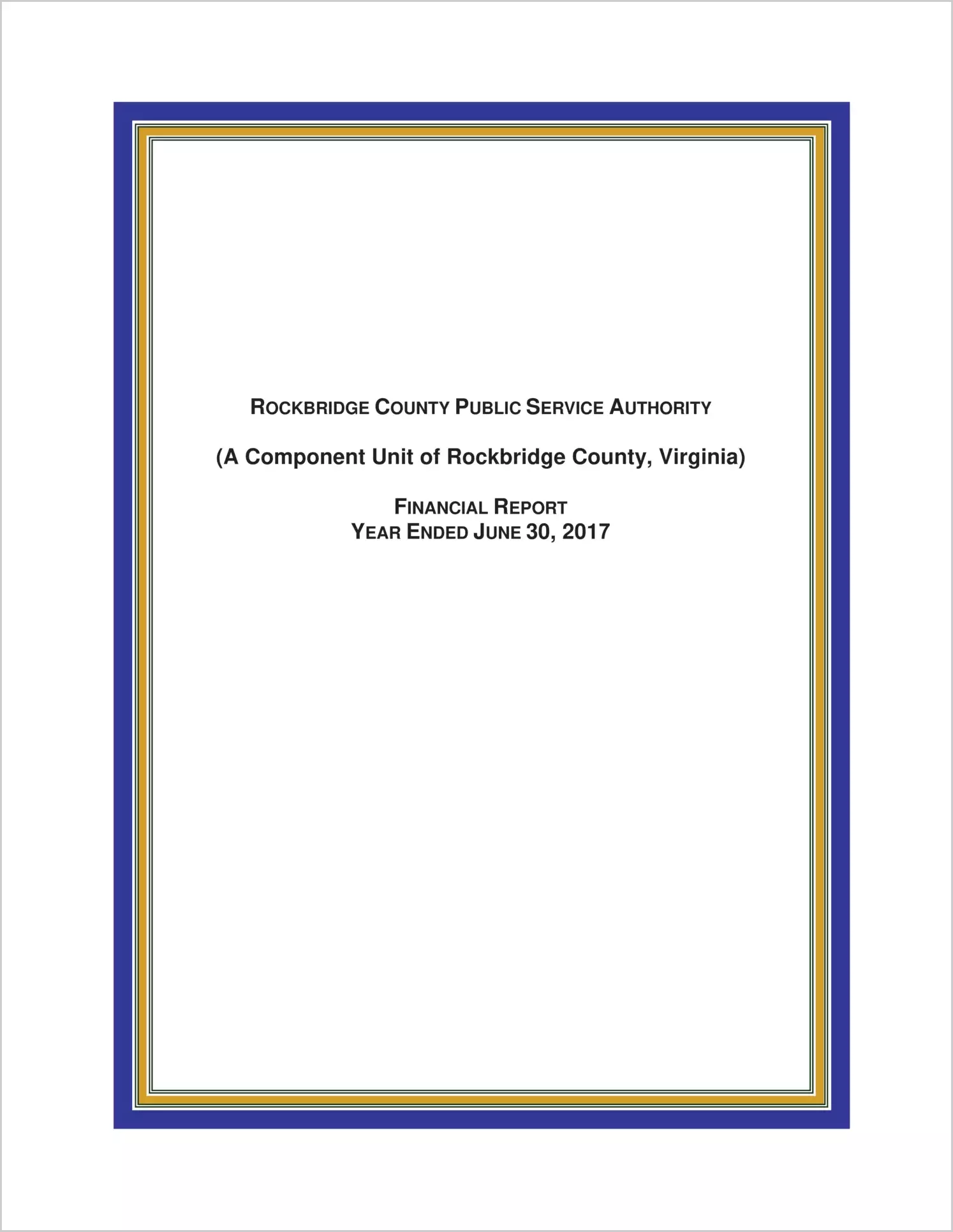 2017 ABC/Other Annual Financial Report  for Rockbridge County Public Service Authority