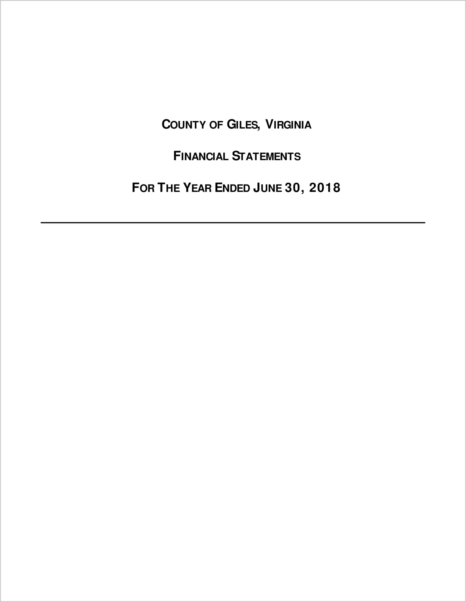 2018 Annual Financial Report for County of Giles