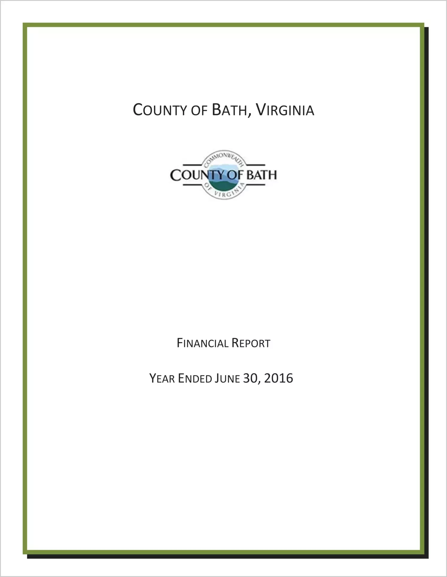 2016 Annual Financial Report for County of Bath