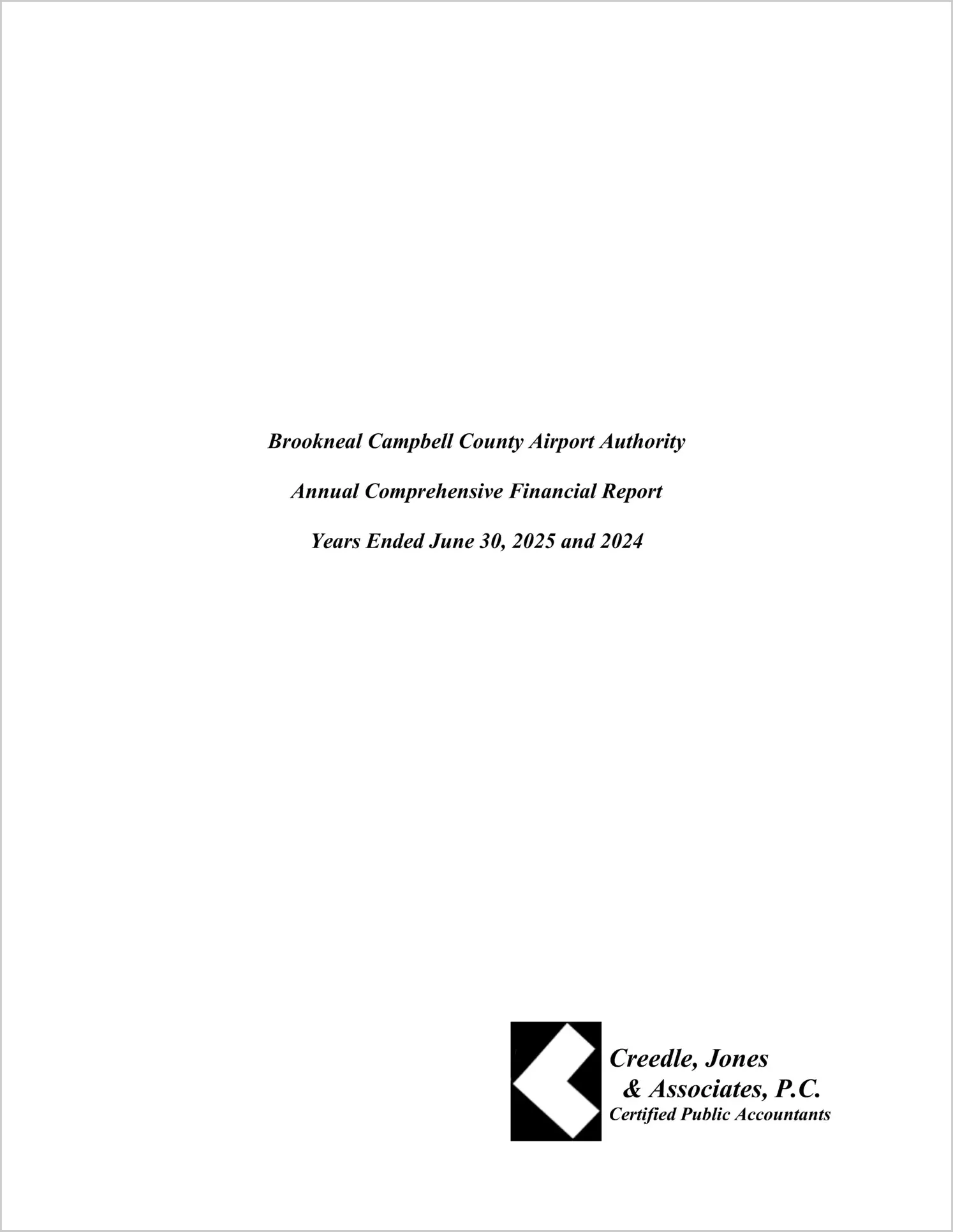 preview of 2025 ABC/Other Annual Financial Report for Brookneal Campbell County Airport Authority