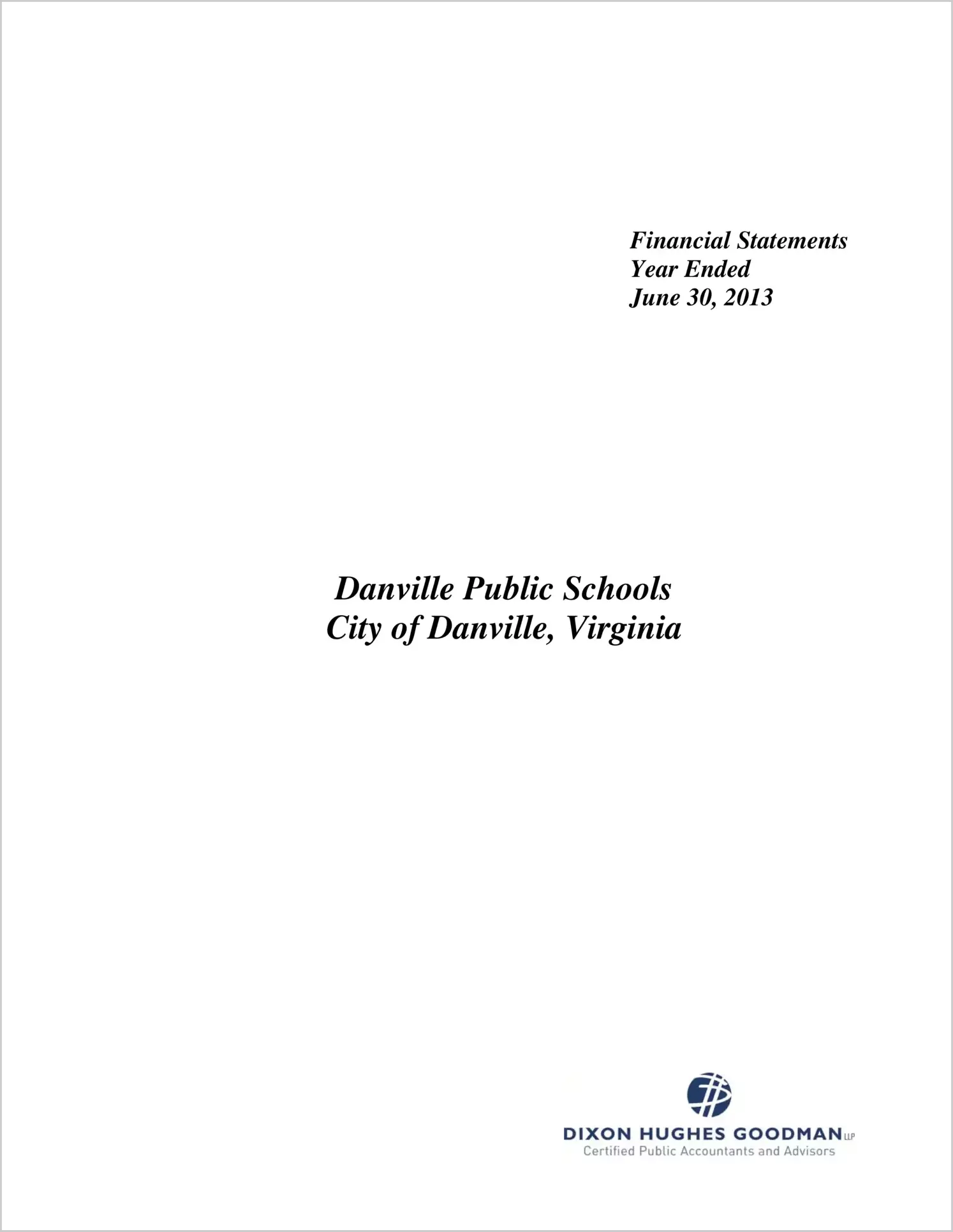 2013 Public Schools Annual Financial Report for City of Danville