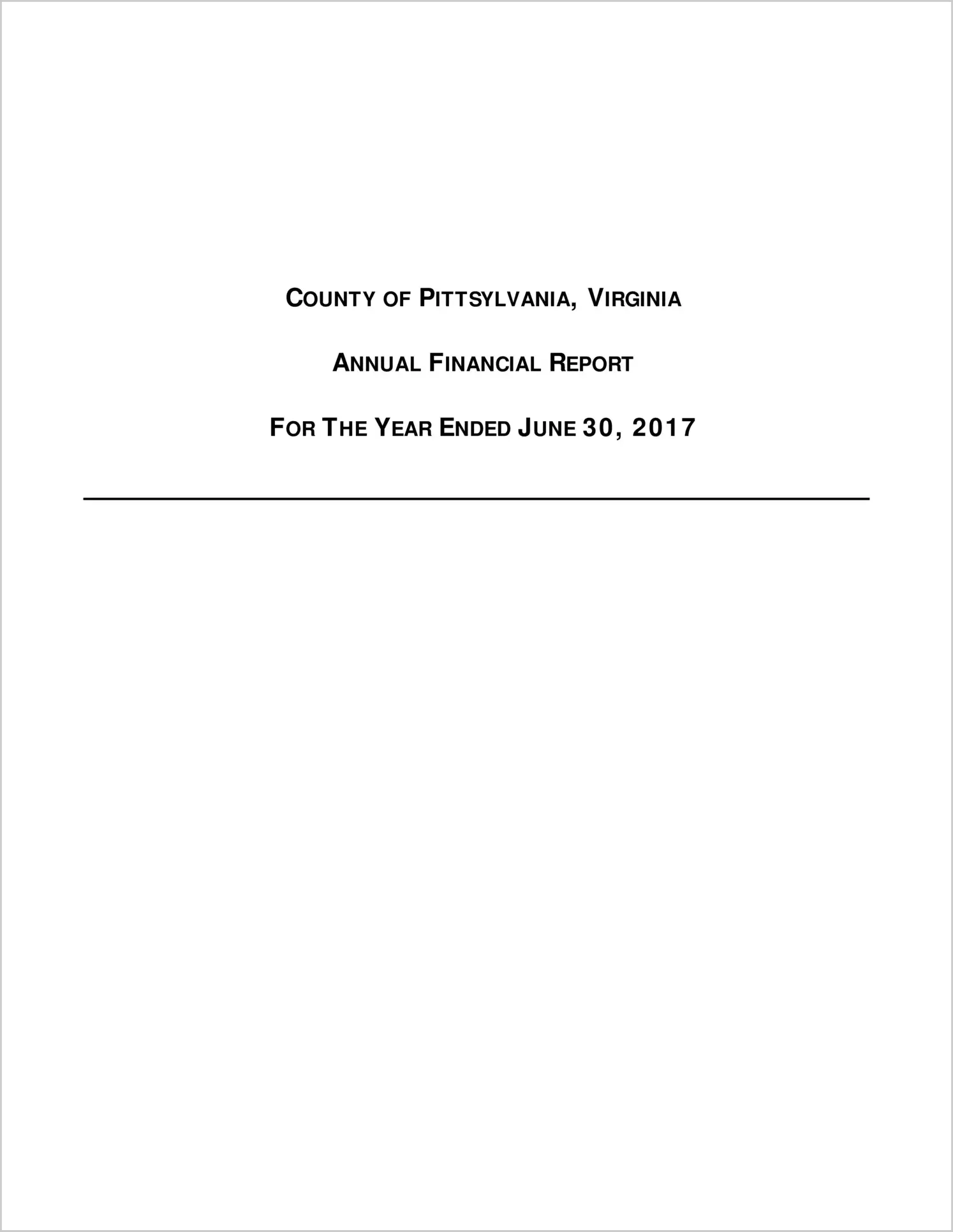 2017 Annual Financial Report for County of Pittsylvania