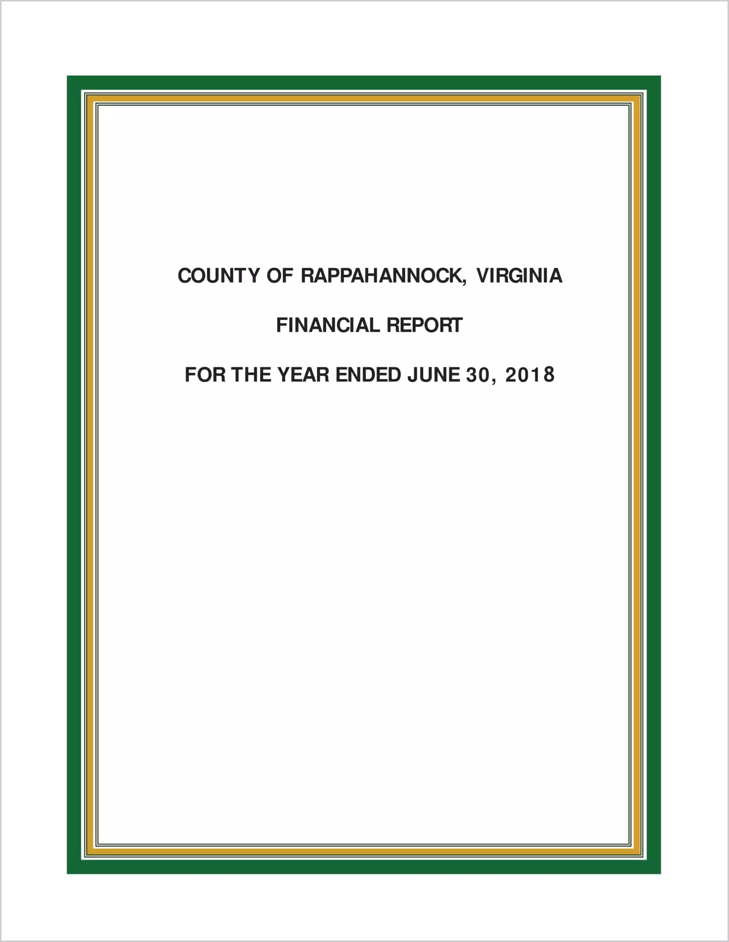 2018 Annual Financial Report-Reissued for County of Rappahannock