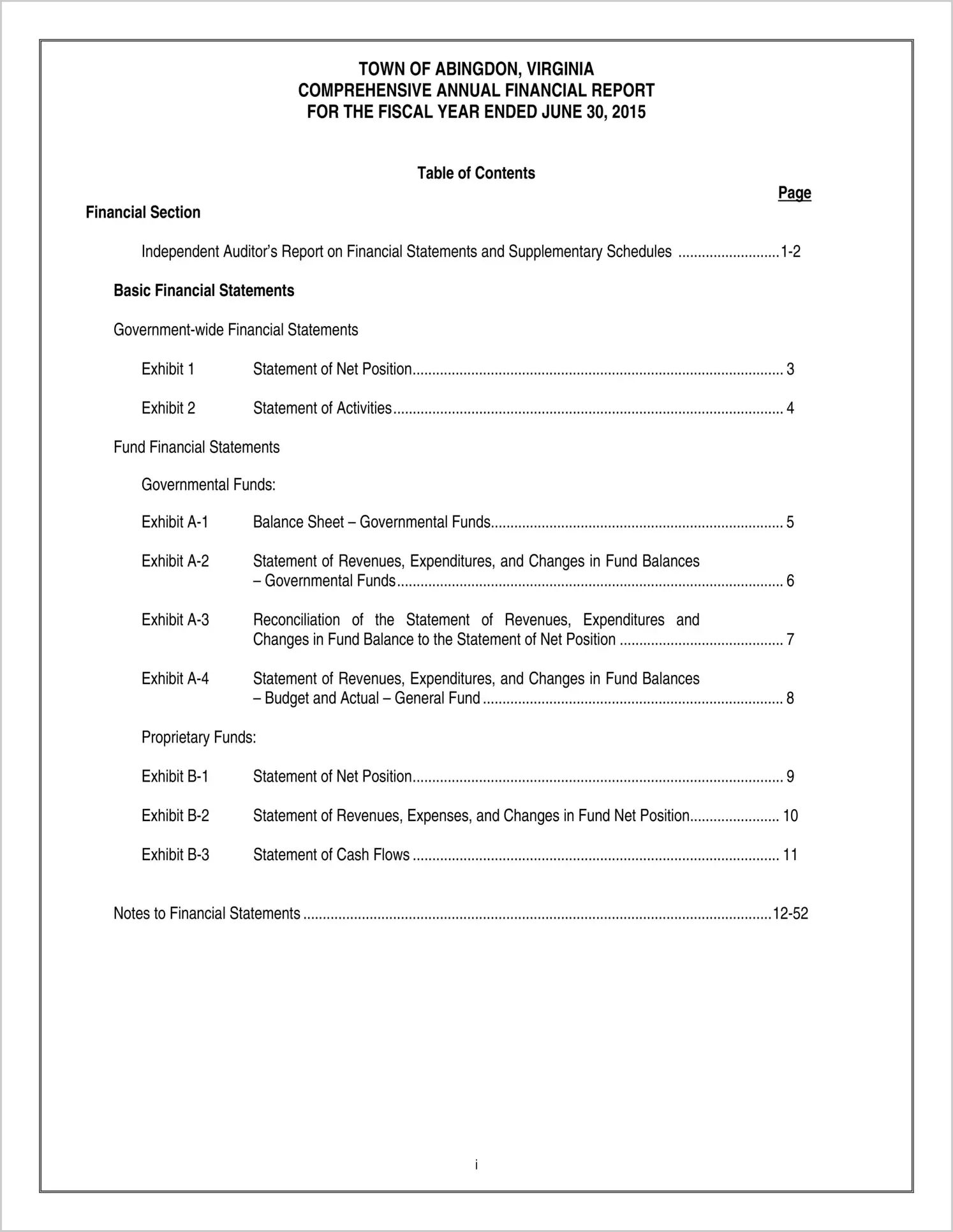 2015 Annual Financial Report for Town of Abingdon