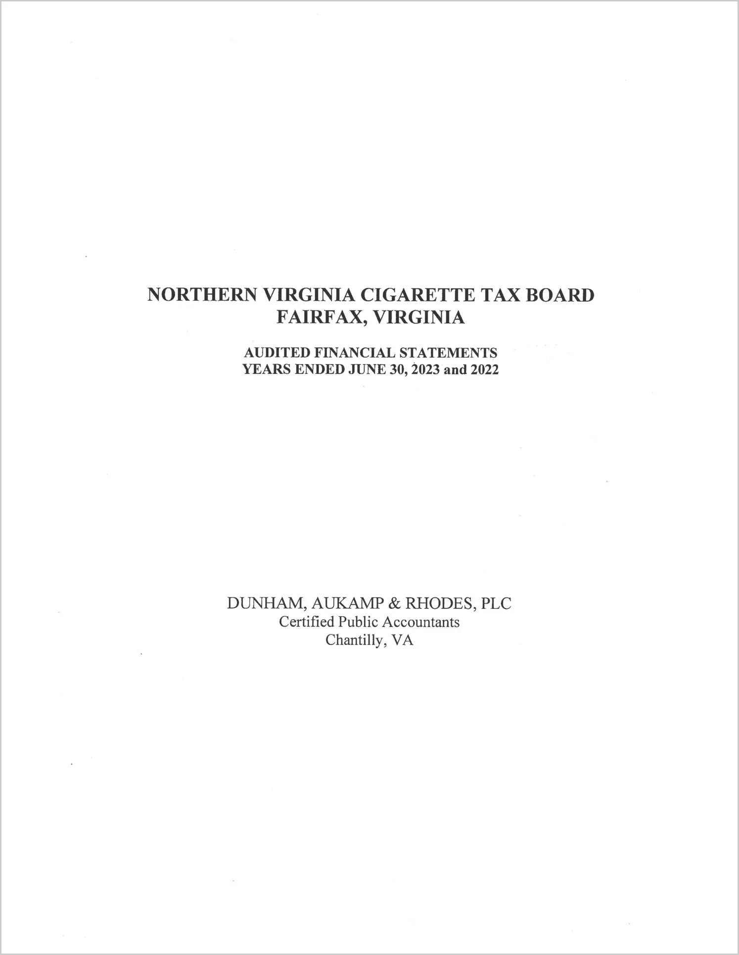 preview of 2023 ABC/Other Annual Financial Report for Northern Virginia Cigarette Tax Board