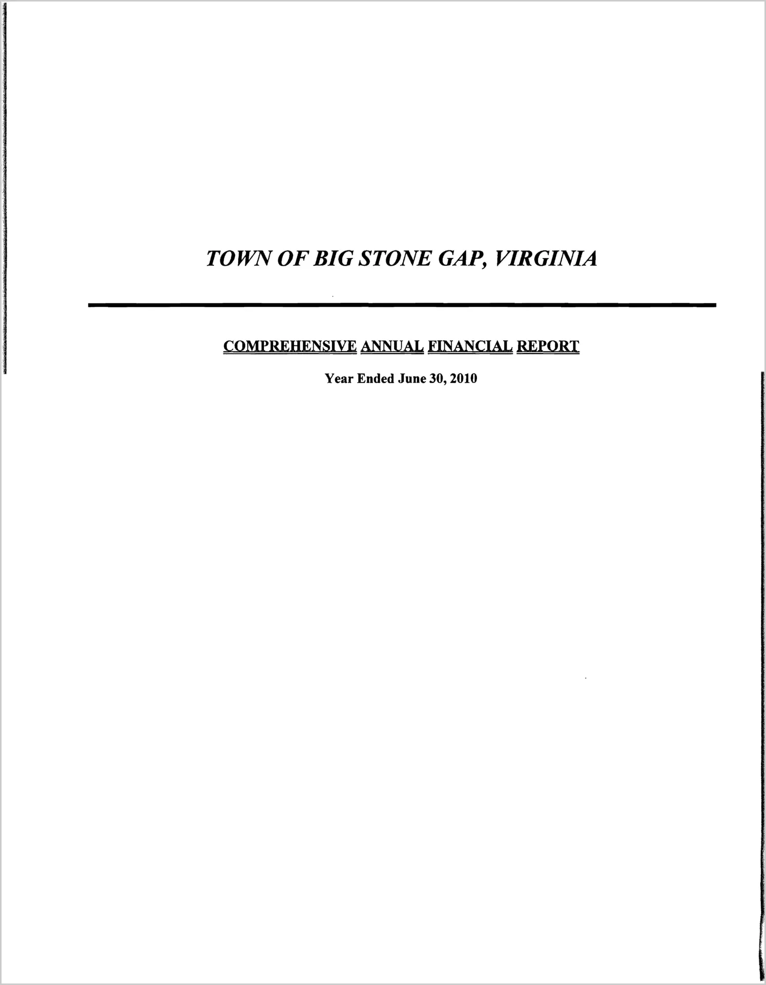 2010 Annual Financial Report for Town of Big Stone Gap