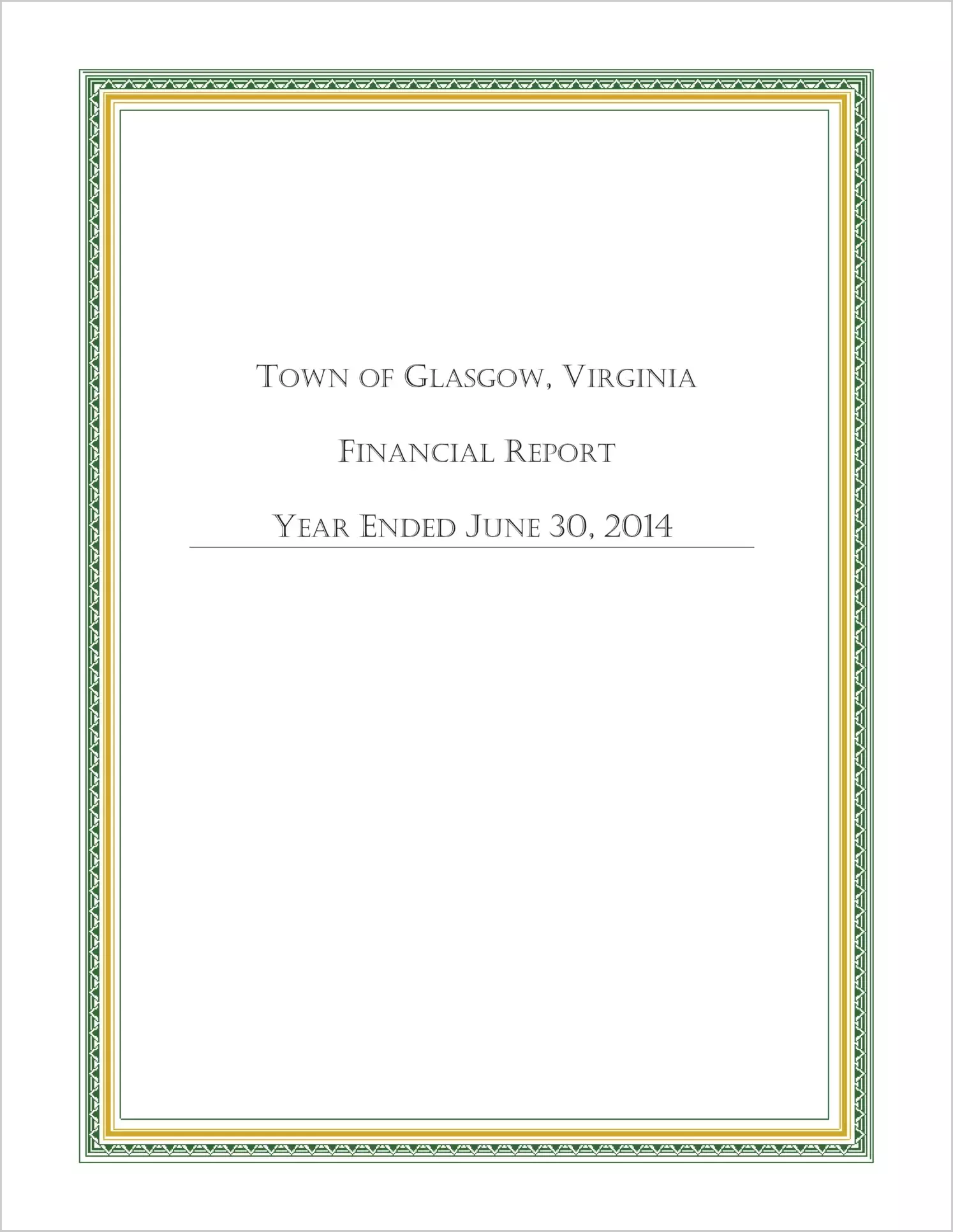 2014 Annual Financial Report for Town of Glasgow